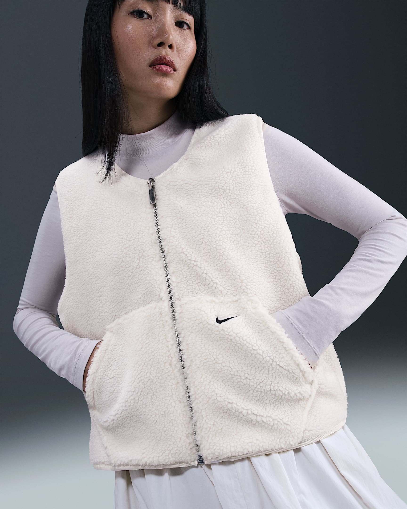 Chaleco de tejido Fleece grueso para mujer Nike Sportswear - Rojo sedimento/Vela