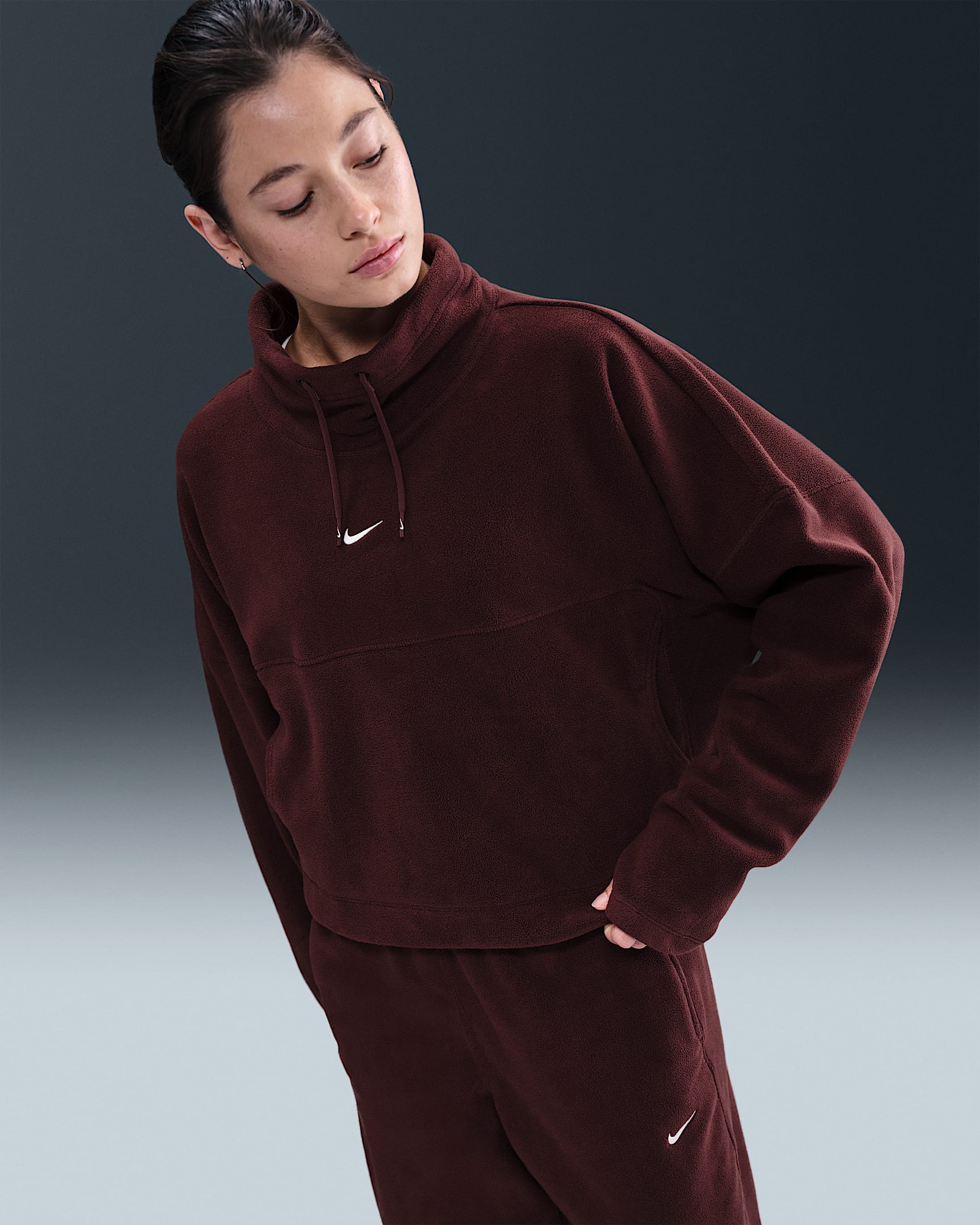 Camiseta Nike One Therma-FIT - Mujer - Burgundy Crush/Blanco