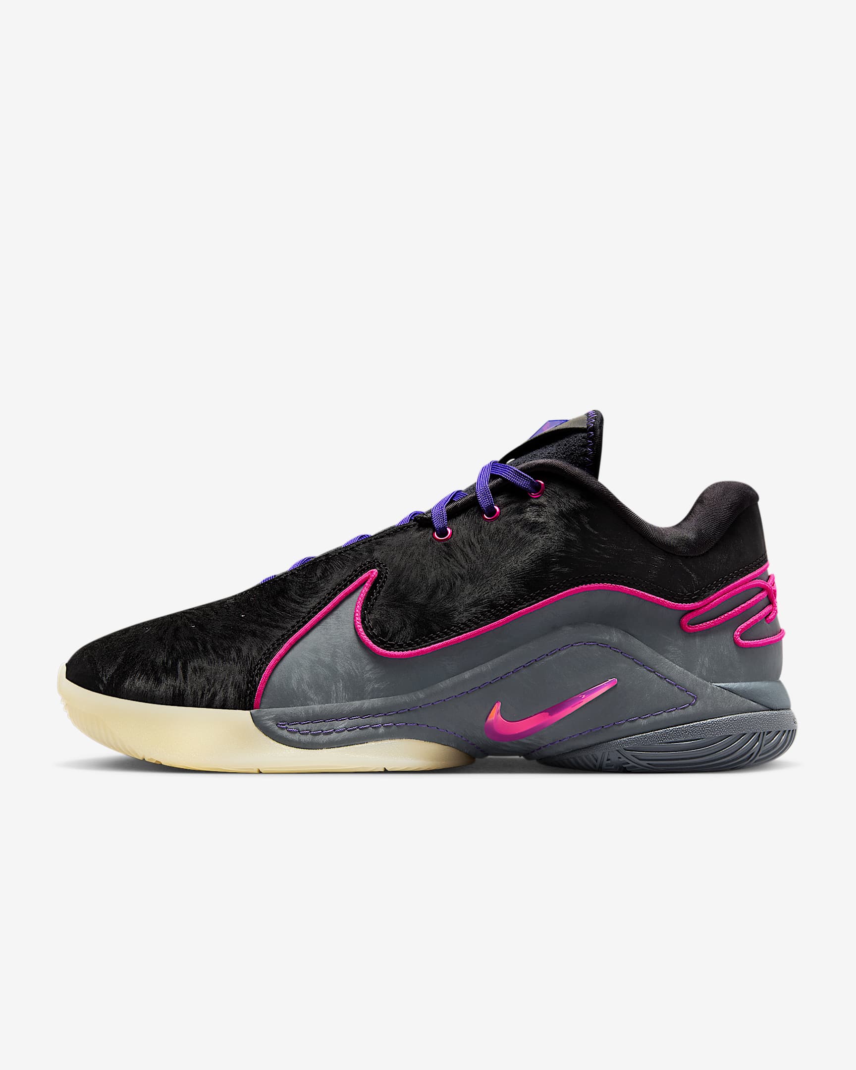 LeBron XXII "Tunnel Vision" Basketball Shoes - Black/Dark Grey/Field Purple/Laser Fuchsia