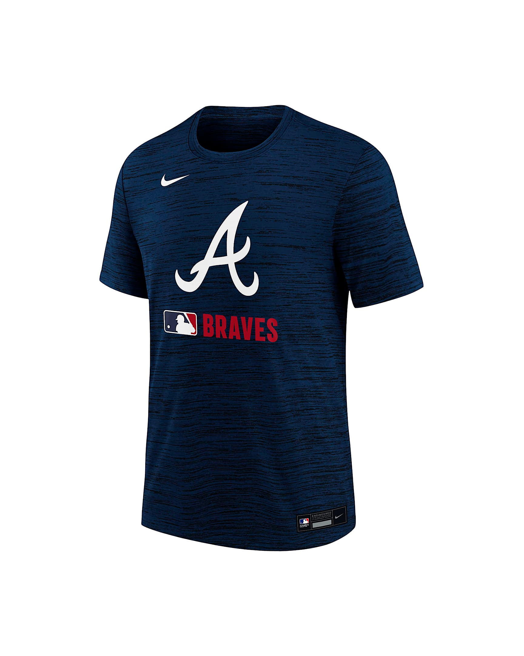 Playera Nike Dri-FIT de la MLB para niños talla grande Atlanta Braves Authentic Collection Velocity - Azul marino