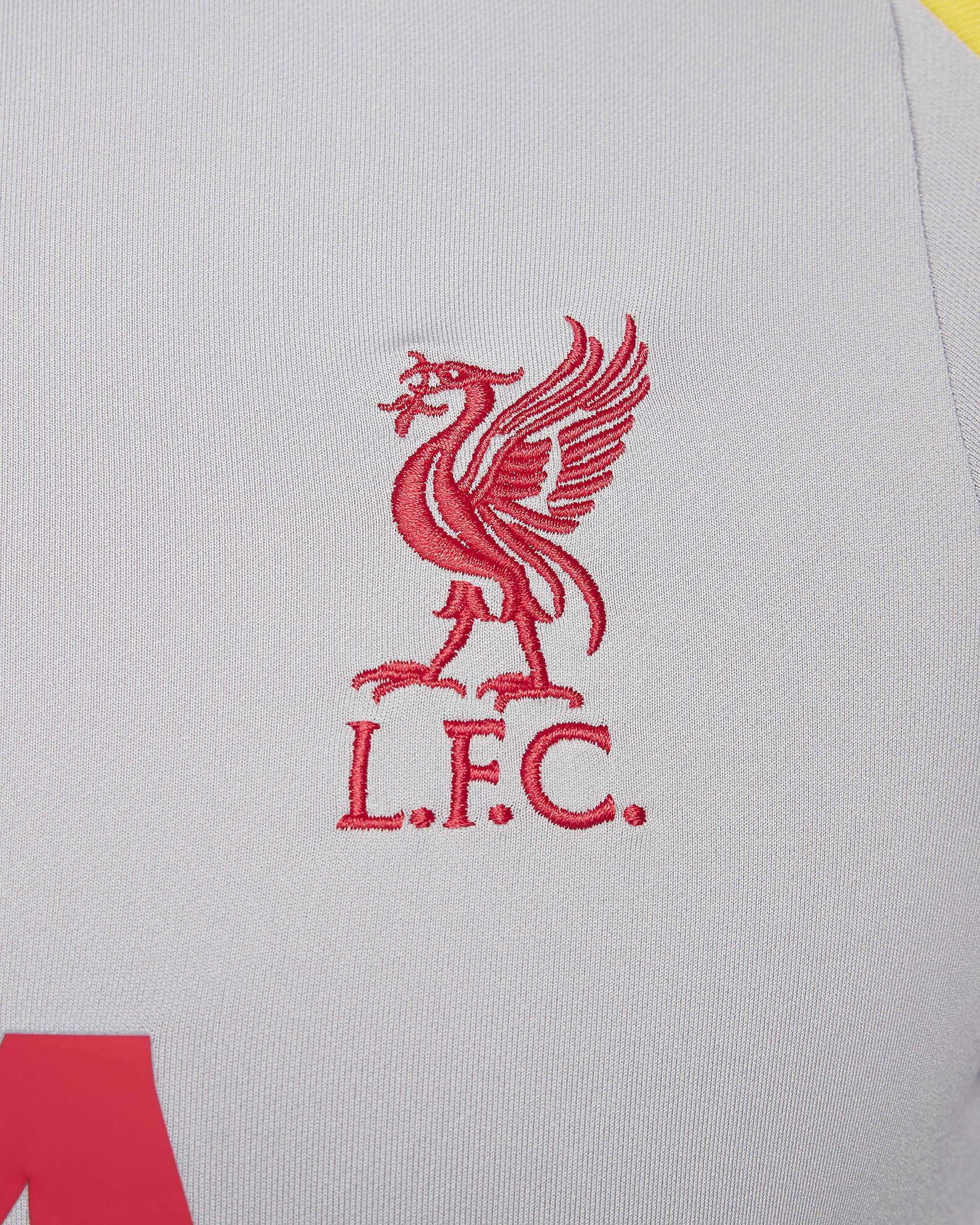 Męska treningowa koszulka piłkarska Nike Dri-FIT Liverpool F.C. Strike (wersja trzecia) - Light Smoke Grey/Chrome Yellow/Global Red