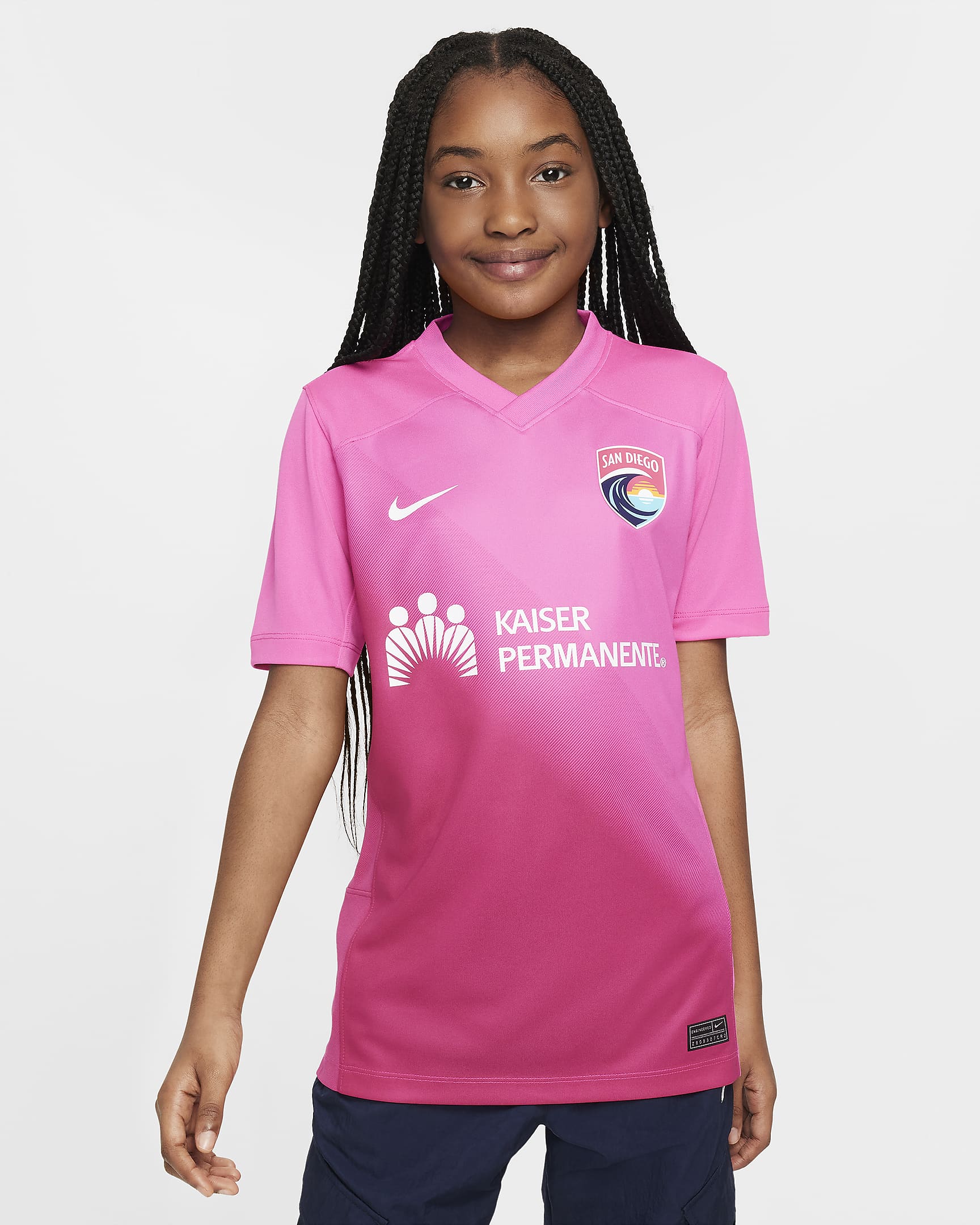 San Diego Wave FC 2024 Stadium Secondary Big Kids' Nike Dri-FIT NWSL Replica Jersey - Laser Fuchsia