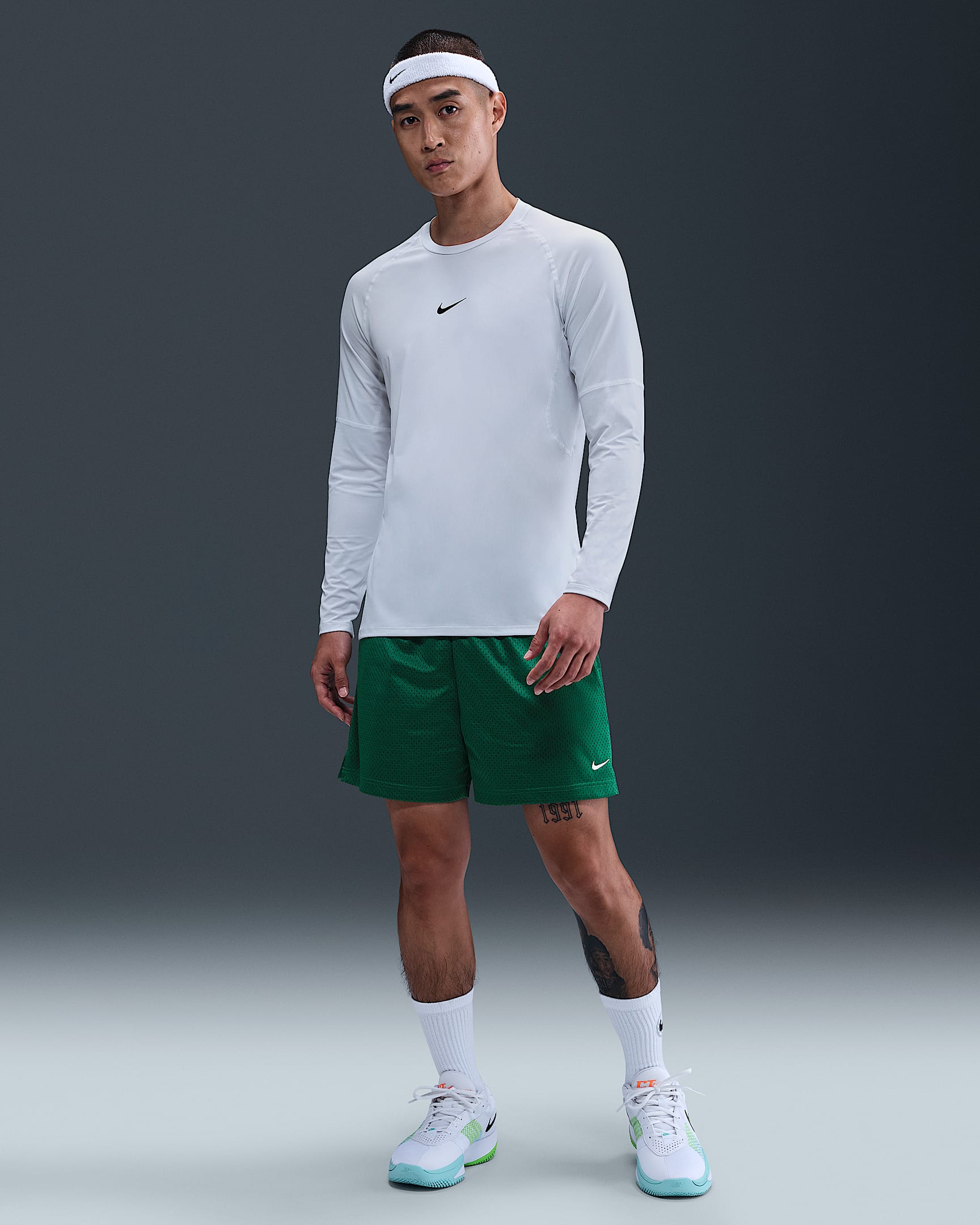 Nike 男款 Dri-FIT 5" 網布籃球褲 - Malachite/白色