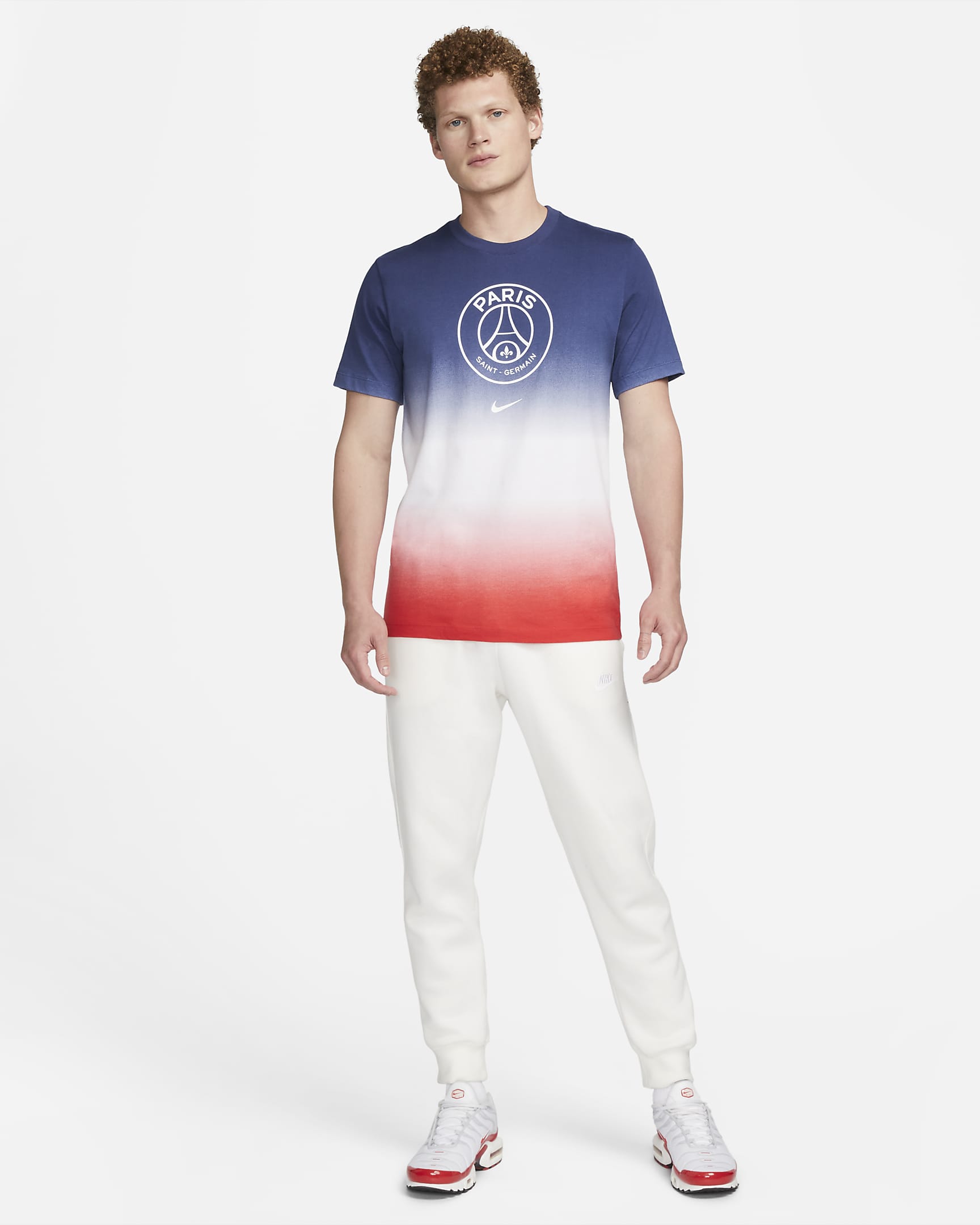 Paris Saint-Germain Crest Men's Nike Soccer T-Shirt - White/Midnight Navy/University Red/White