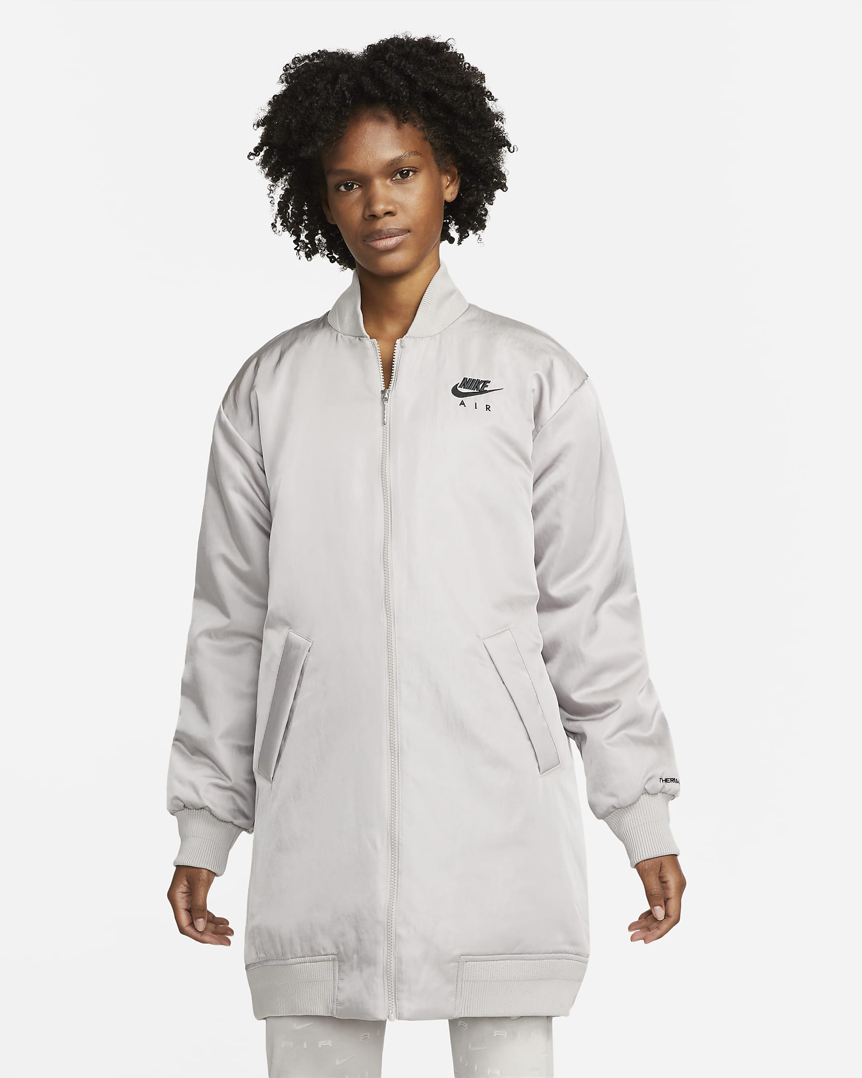 Chamarra bomber con relleno sintético para mujer Nike Air Therma-FIT - Gris universitario/Negro