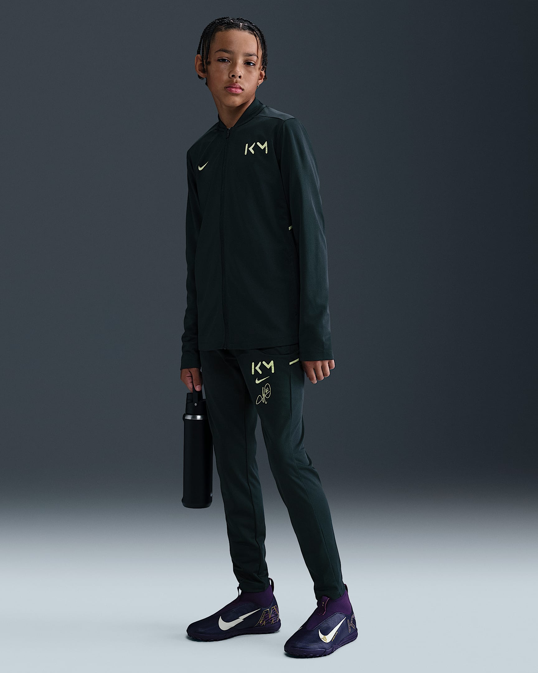 Survêtement de football Nike Dri-FIT Kylian Mbappé Academy pour ado - Seaweed/Seaweed/Limelight/Vivid Green