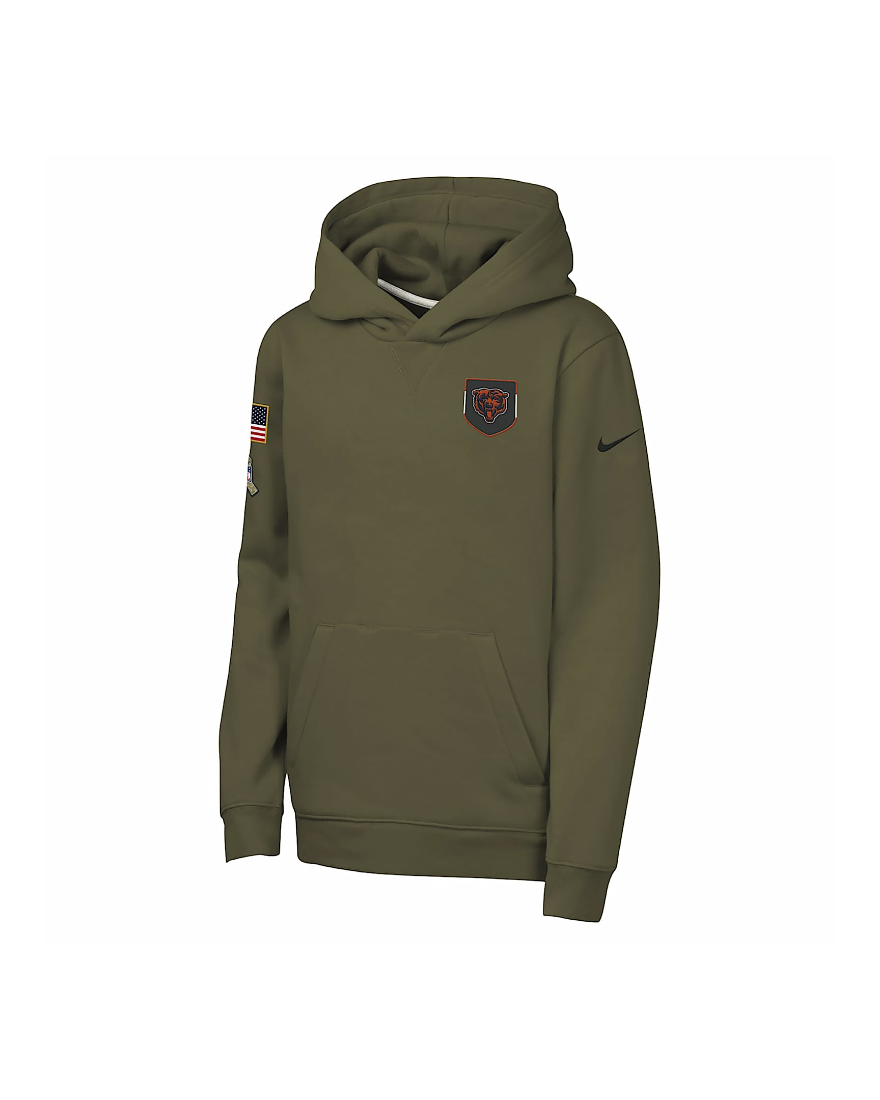 Nike Club Fleece (NFL Chicago Bears) Big Kids' "Salute to Service" Pullover Hoodie - Olive