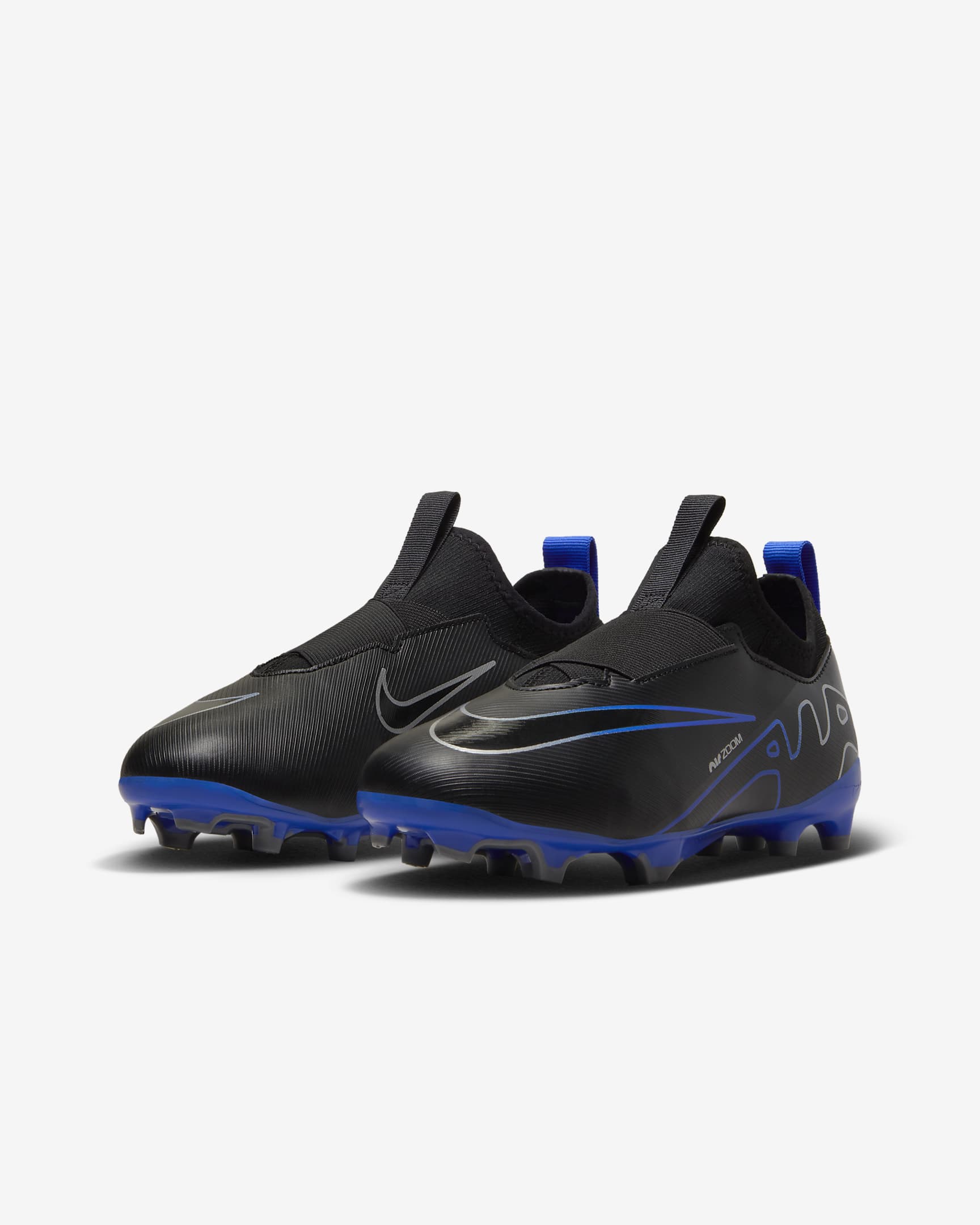 Nike Jr. Mercurial Vapor 15 Academy Little/Big Kids' Multi-Ground Low-Top Soccer Cleats - Black/Hyper Royal/Chrome