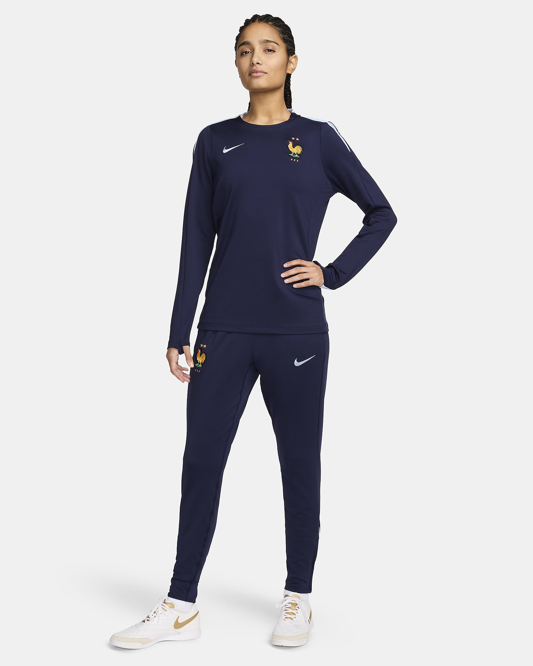 FFF Strike Nike Dri-FIT knit voetbalbroek voor dames - Blackened Blue/Cobalt Bliss/Cobalt Bliss