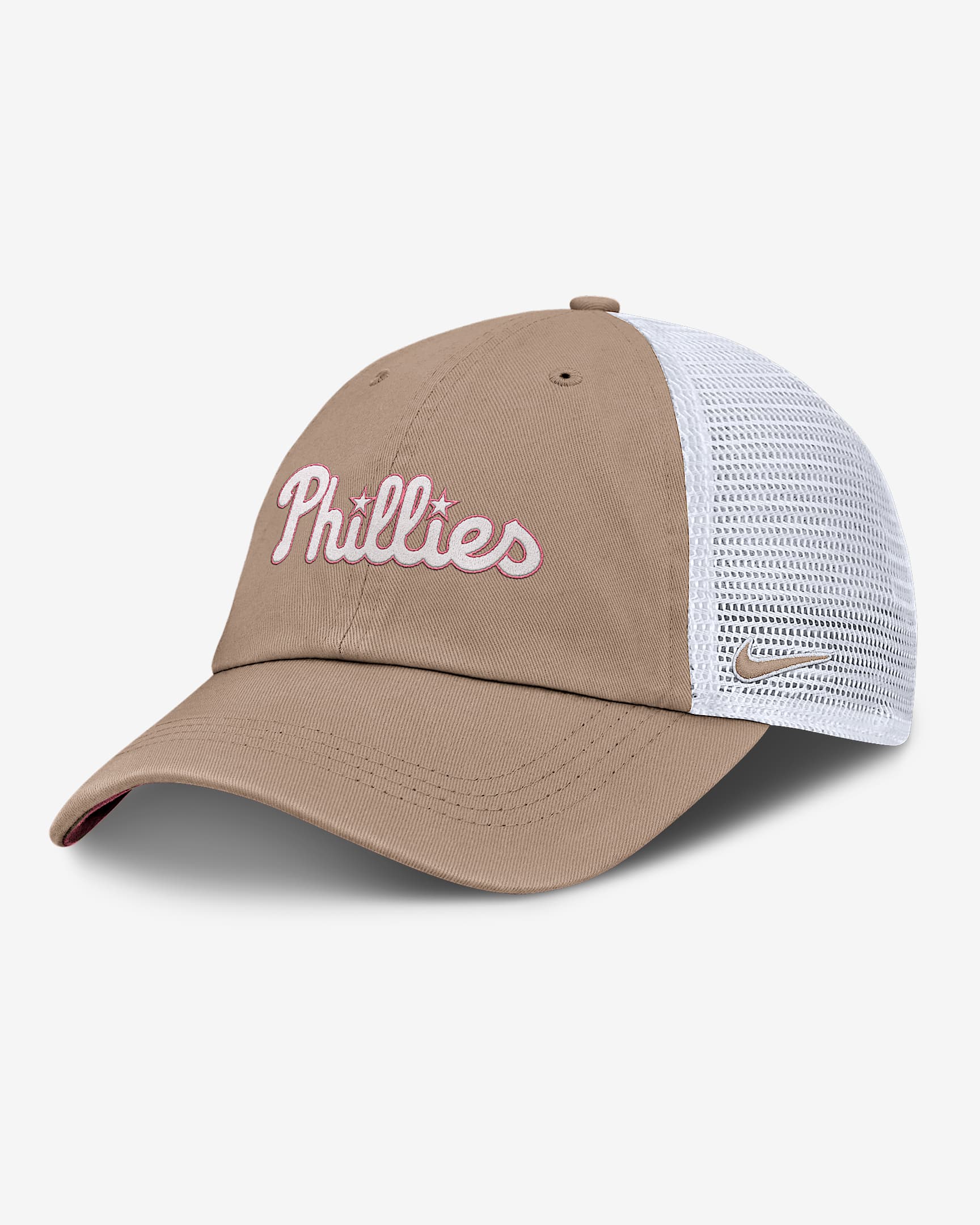 Philadelphia Phillies Club Men's Nike MLB Trucker Adjustable Hat - Khaki