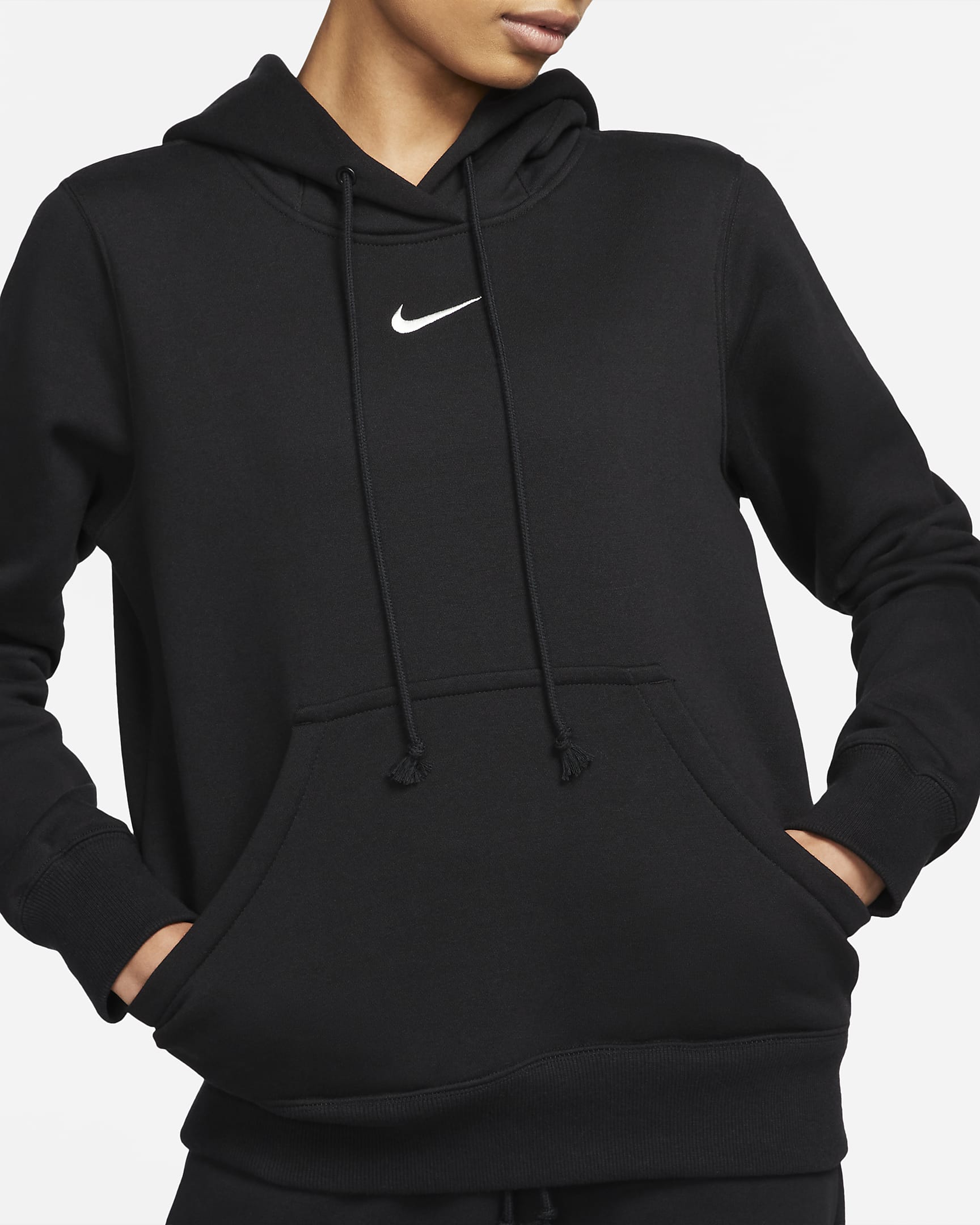 Nike Sportswear Phoenix Fleece-pullover-hættetrøje til kvinder - sort/Sail