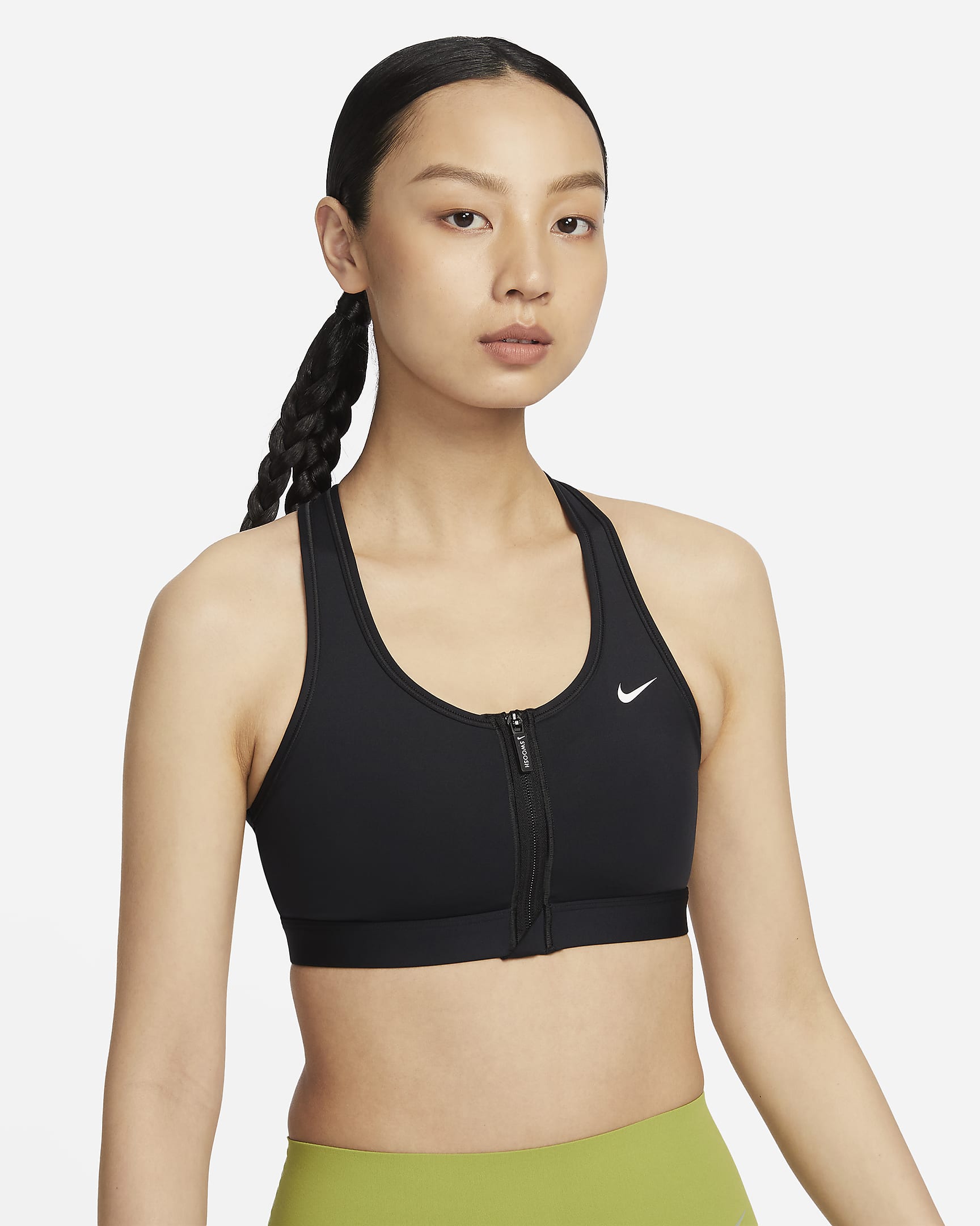 Nike Swoosh Front Zip Women's Medium-Support Padded Sports Bra - Black/Black/White