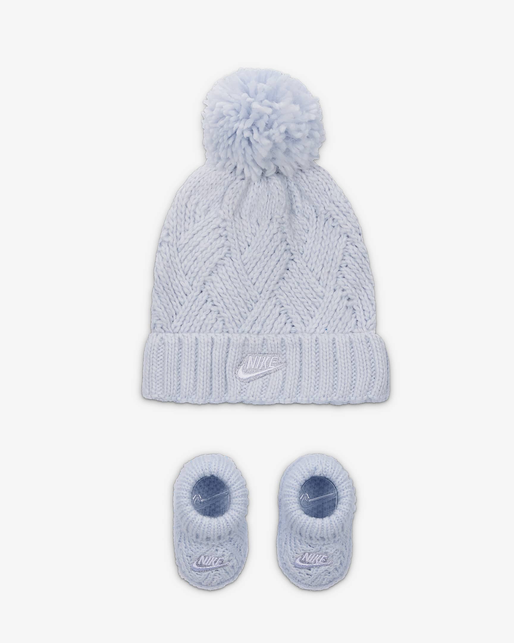 Nike Baby (0-9M) Cable Knit Hat and Booties Set - Football Grey
