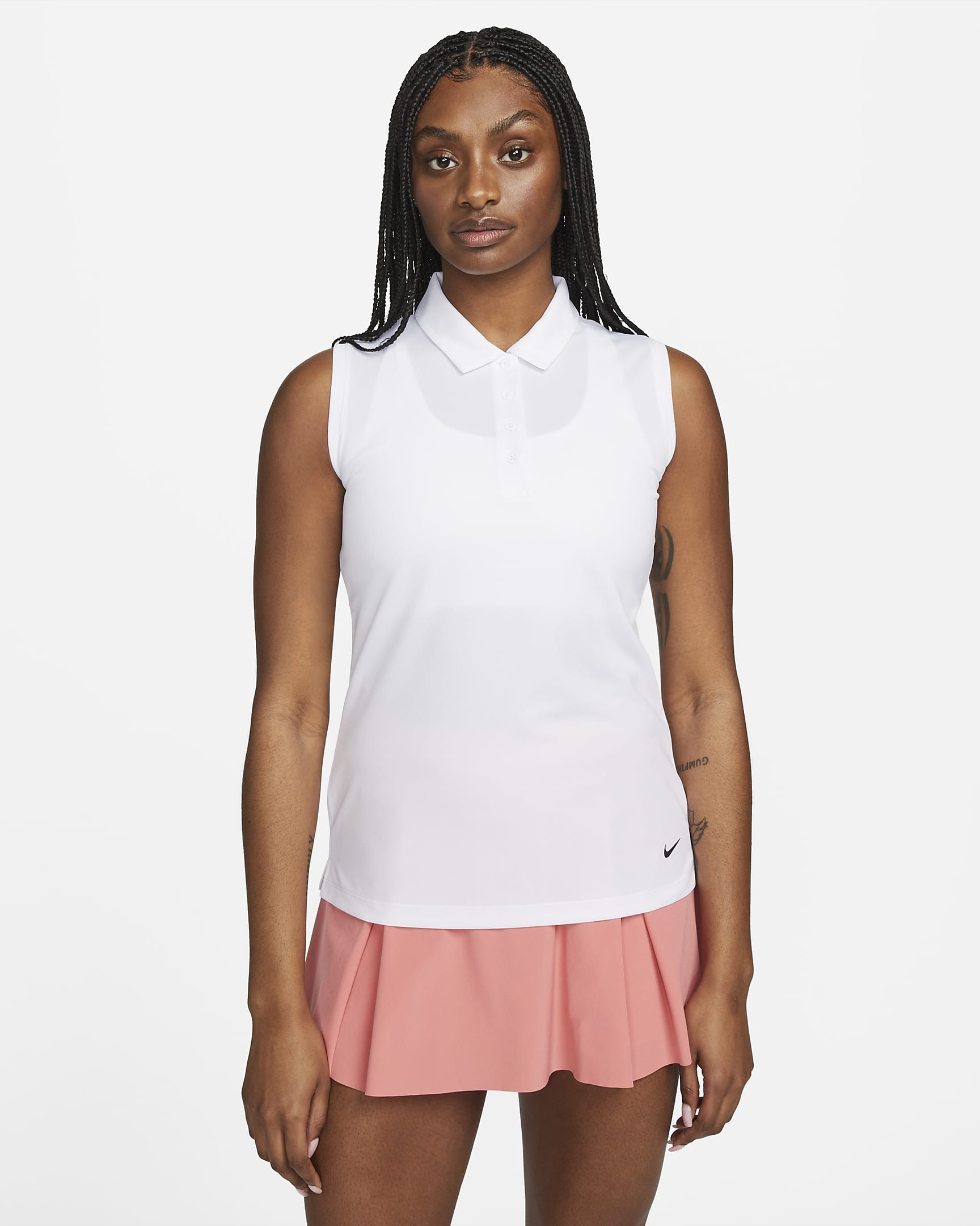 Nike Dri-FIT Victory Polo de golf sin mangas - Mujer - Blanco/Negro