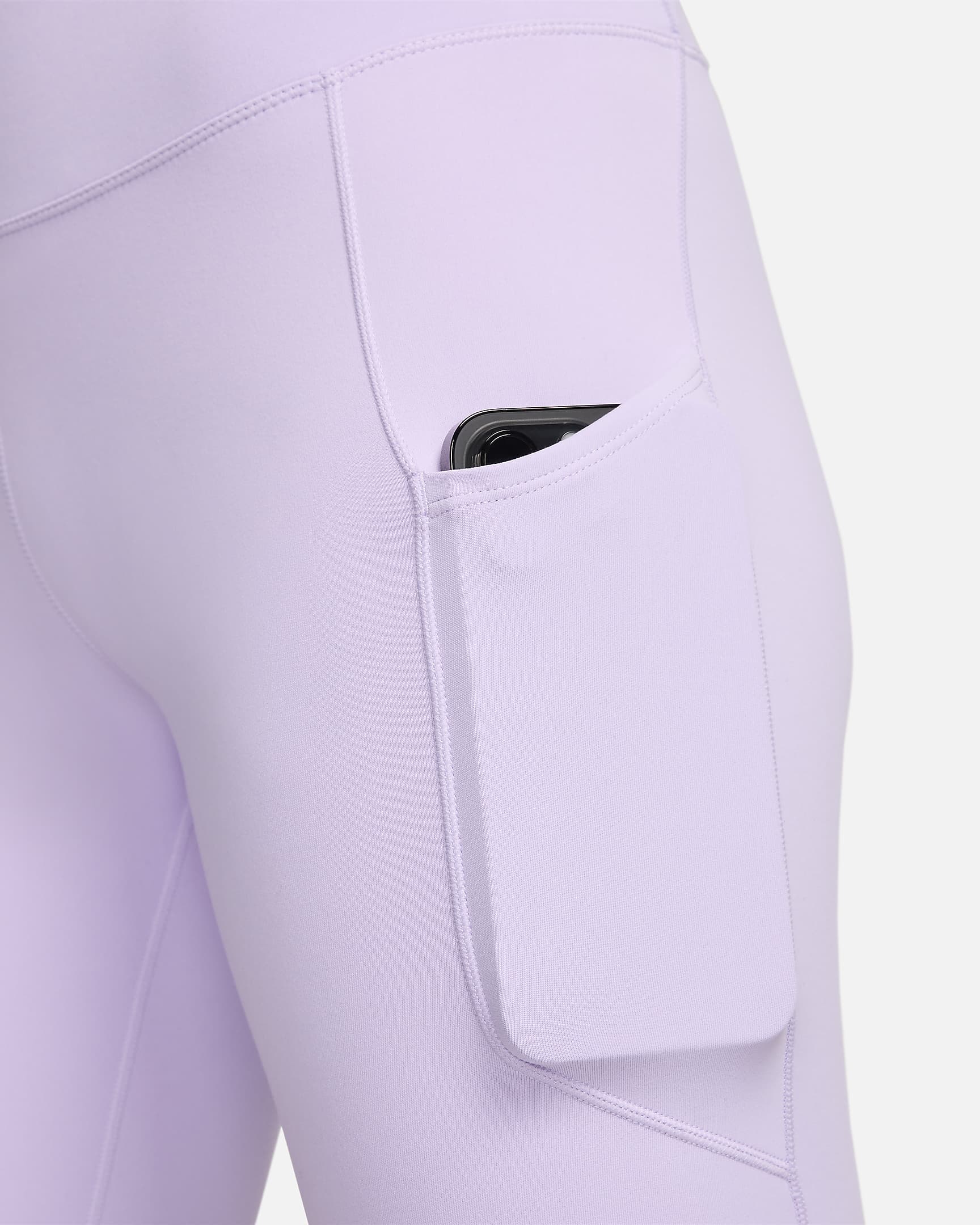 Nike One Women's High-Waisted 8" Biker Shorts with Pockets - Lilac Bloom/Black