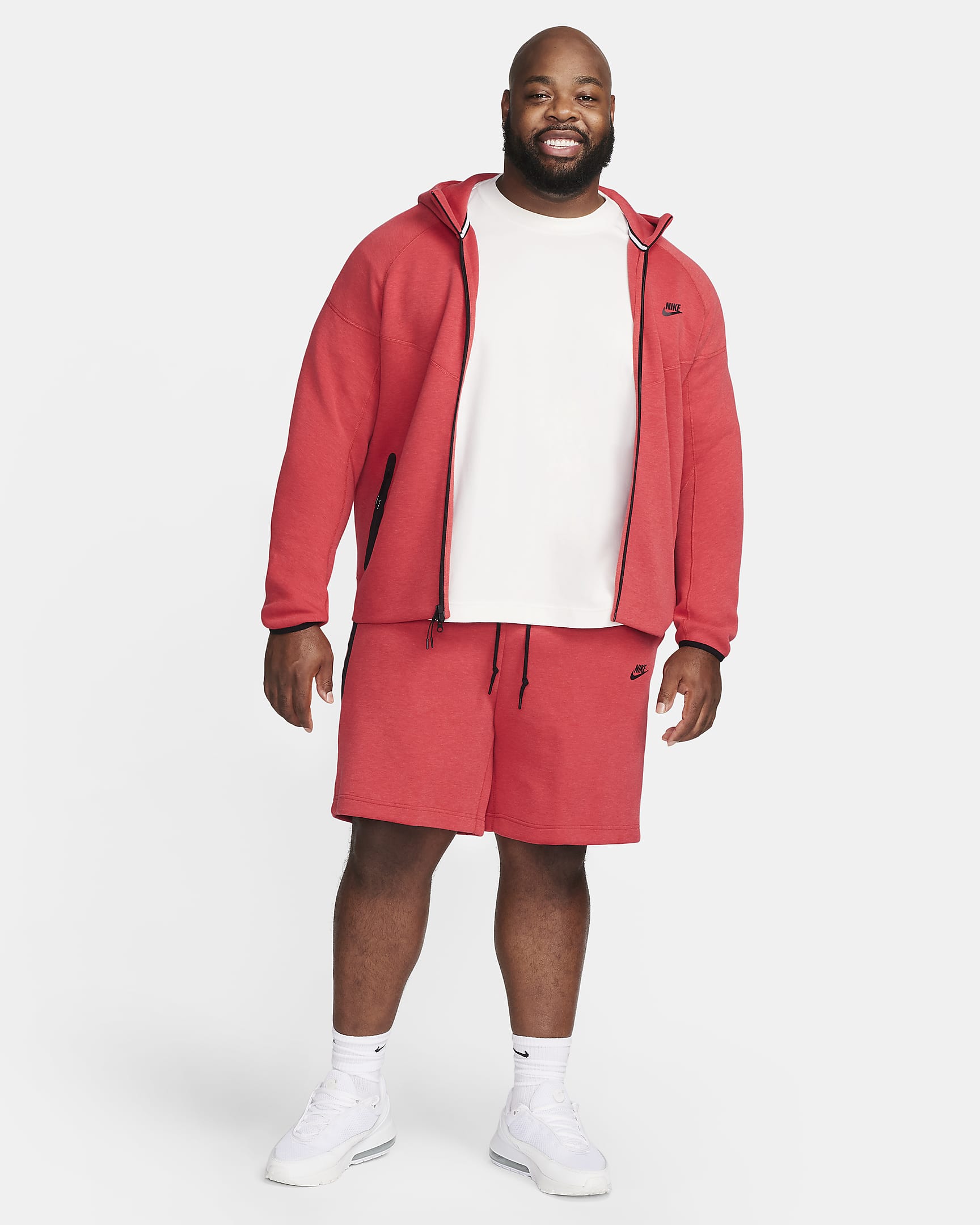 Shorts Nike Sportswear Tech Fleece - Uomo - Light University Red Heather/Nero