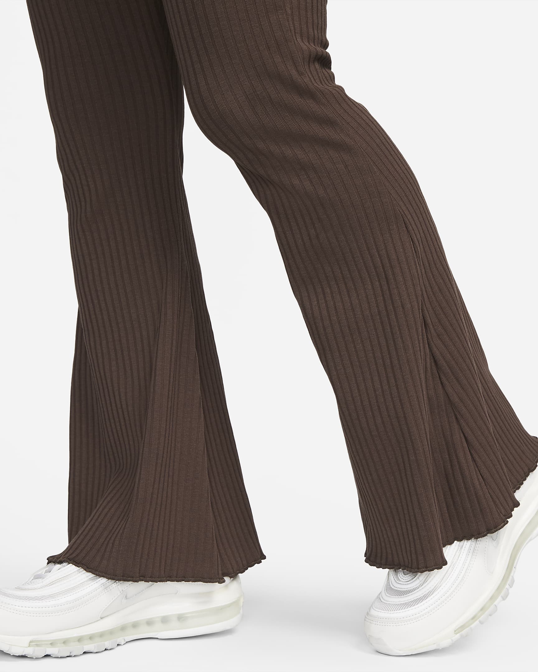 Nike Sportswear Women's High-Waisted Ribbed Jersey Trousers - Baroque Brown/Sail