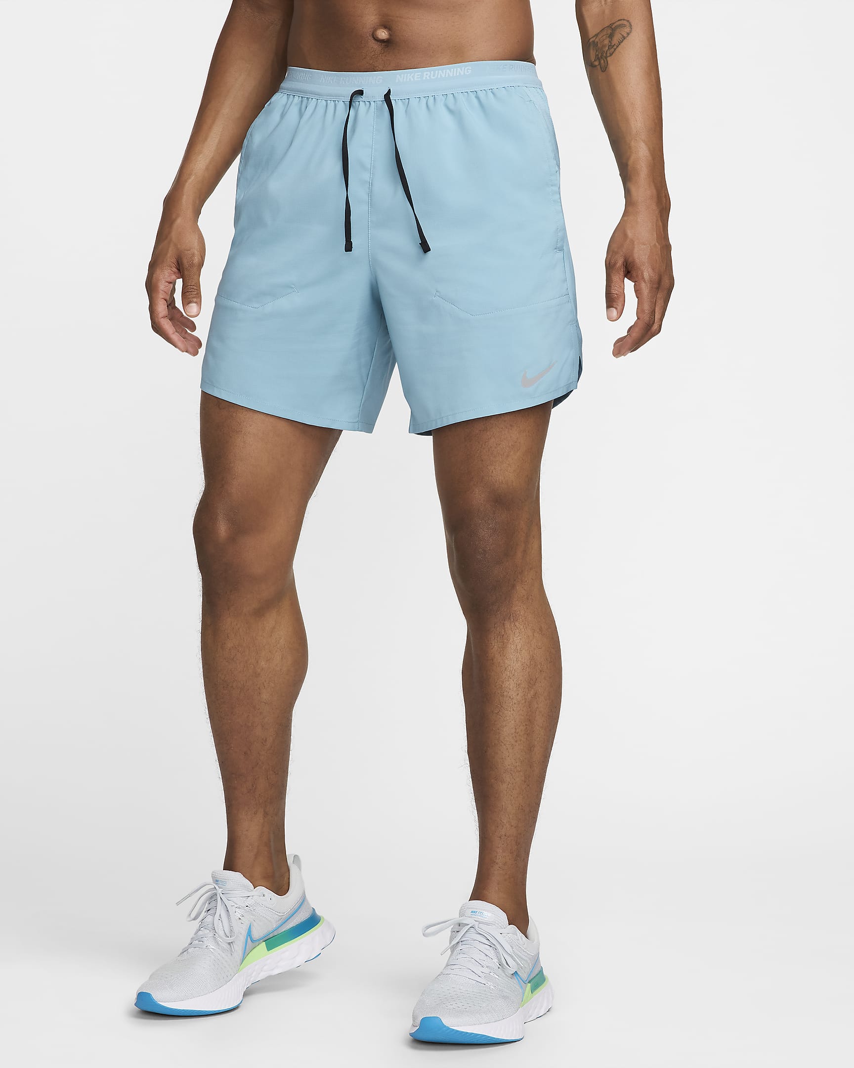 Nike Stride Dri-FIT 2-in-1 hardloopshorts voor heren (18 cm) - Denim Turquoise/Denim Turquoise/Zwart