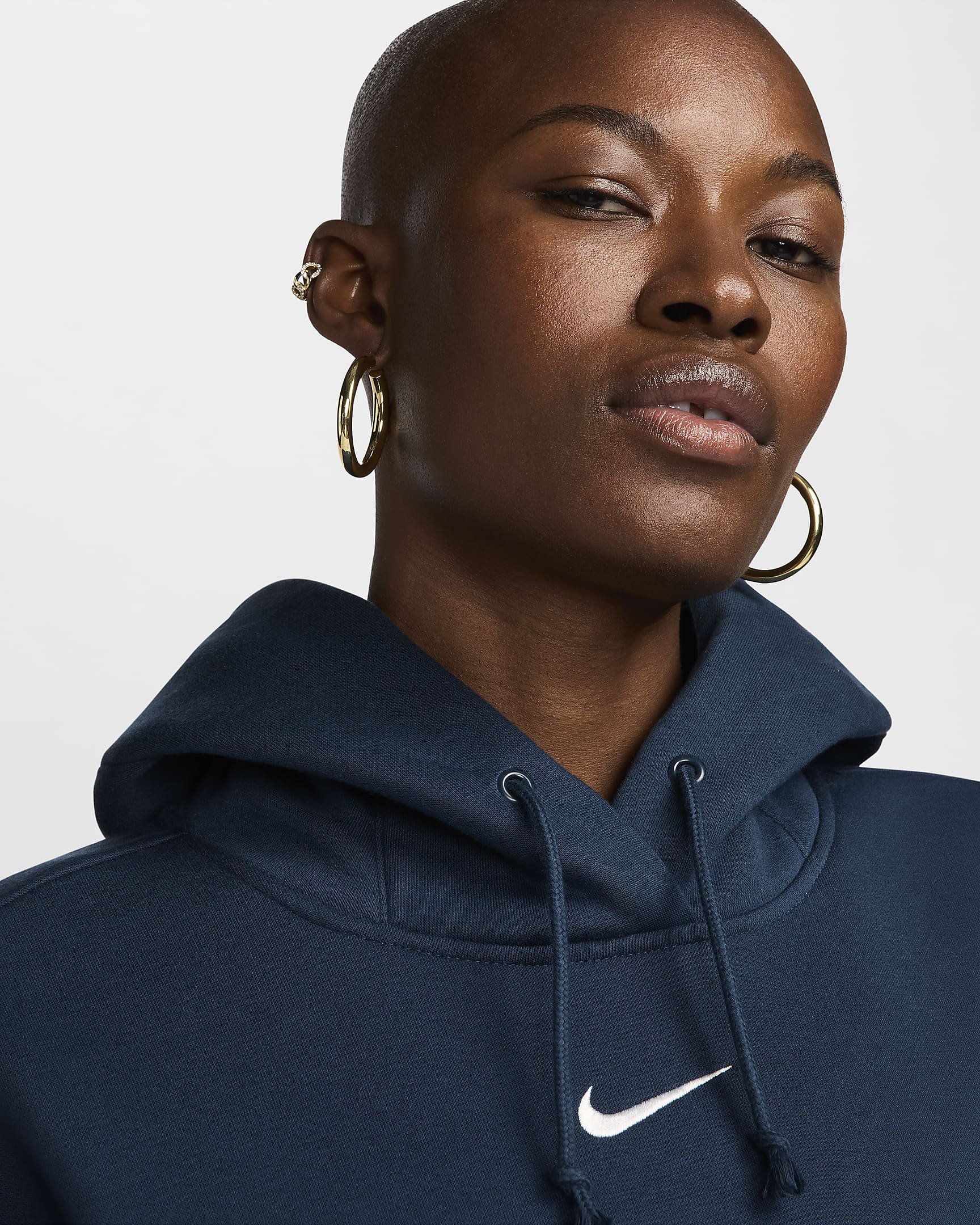 Nike Sportswear Phoenix Fleece ekstra stor hettegenser til dame - Armory Navy/Sail