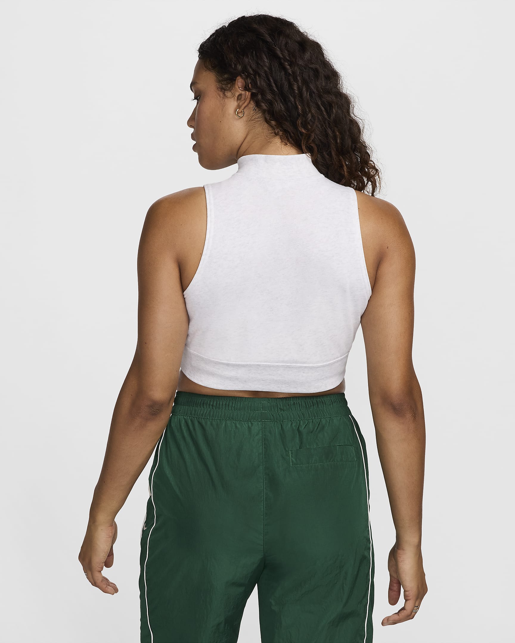 Nike Sportswear Chill Terry Women's Slim Cropped 1/2-Zip French Terry Tank Top - Birch Heather/Light Orewood Brown