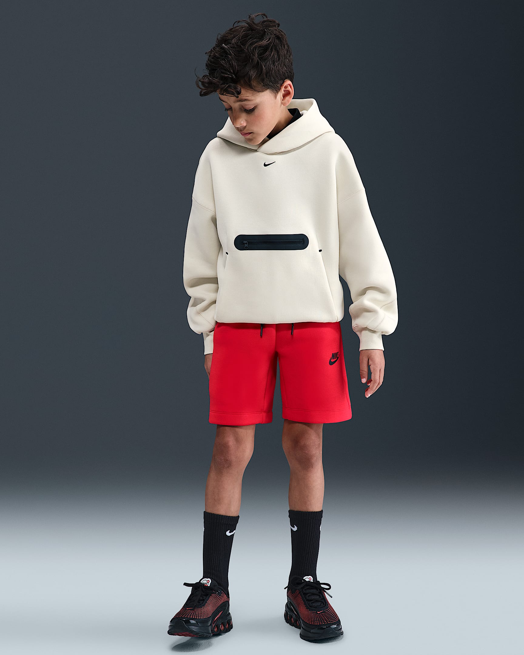 Nike Sportswear Tech Fleece Big Kids' (Boys') Shorts - University Red/Black
