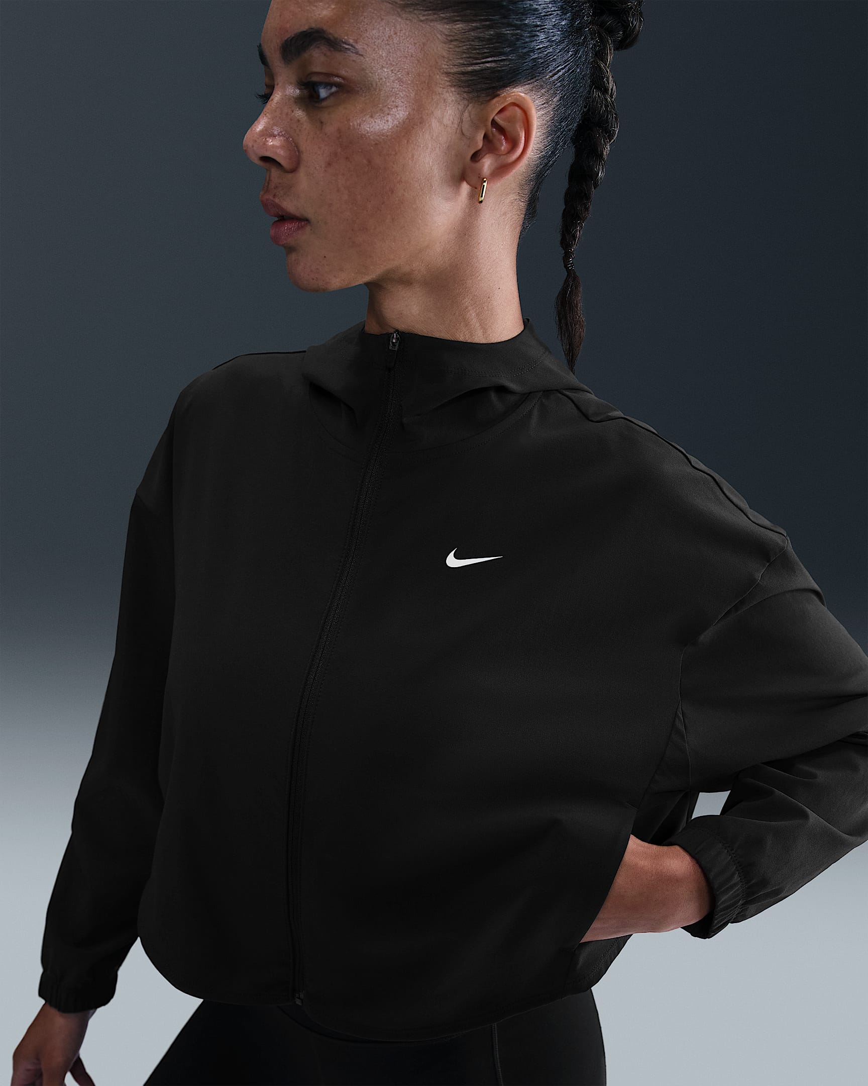 Nike One Women's Repel Oversized Hooded Woven Jacket - Black/White