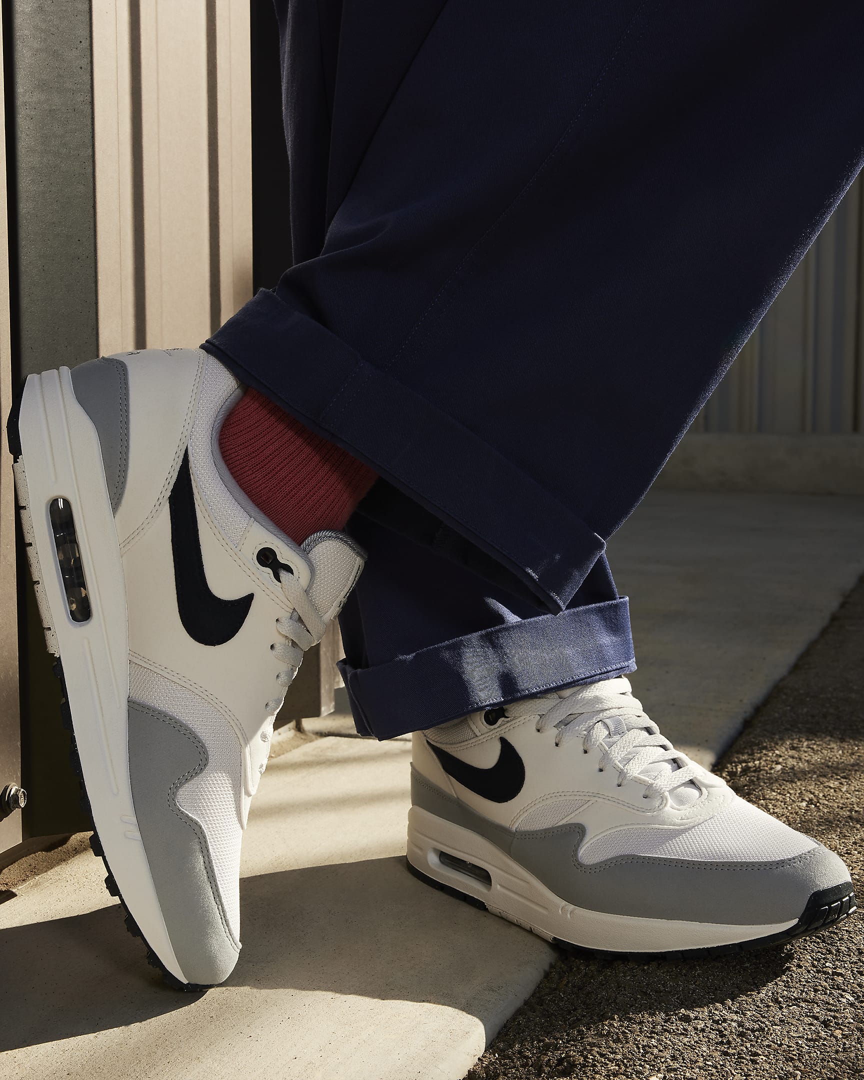 Nike Air Max 1-sko til mænd - Platinum Tint/Wolf Grey/Dark Obsidian