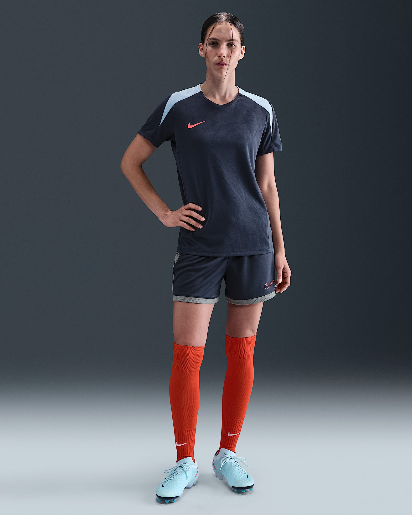 Nike Academy Women's Dri-FIT 4" Soccer Shorts - Thunder Blue/Cool Grey/Bright Crimson