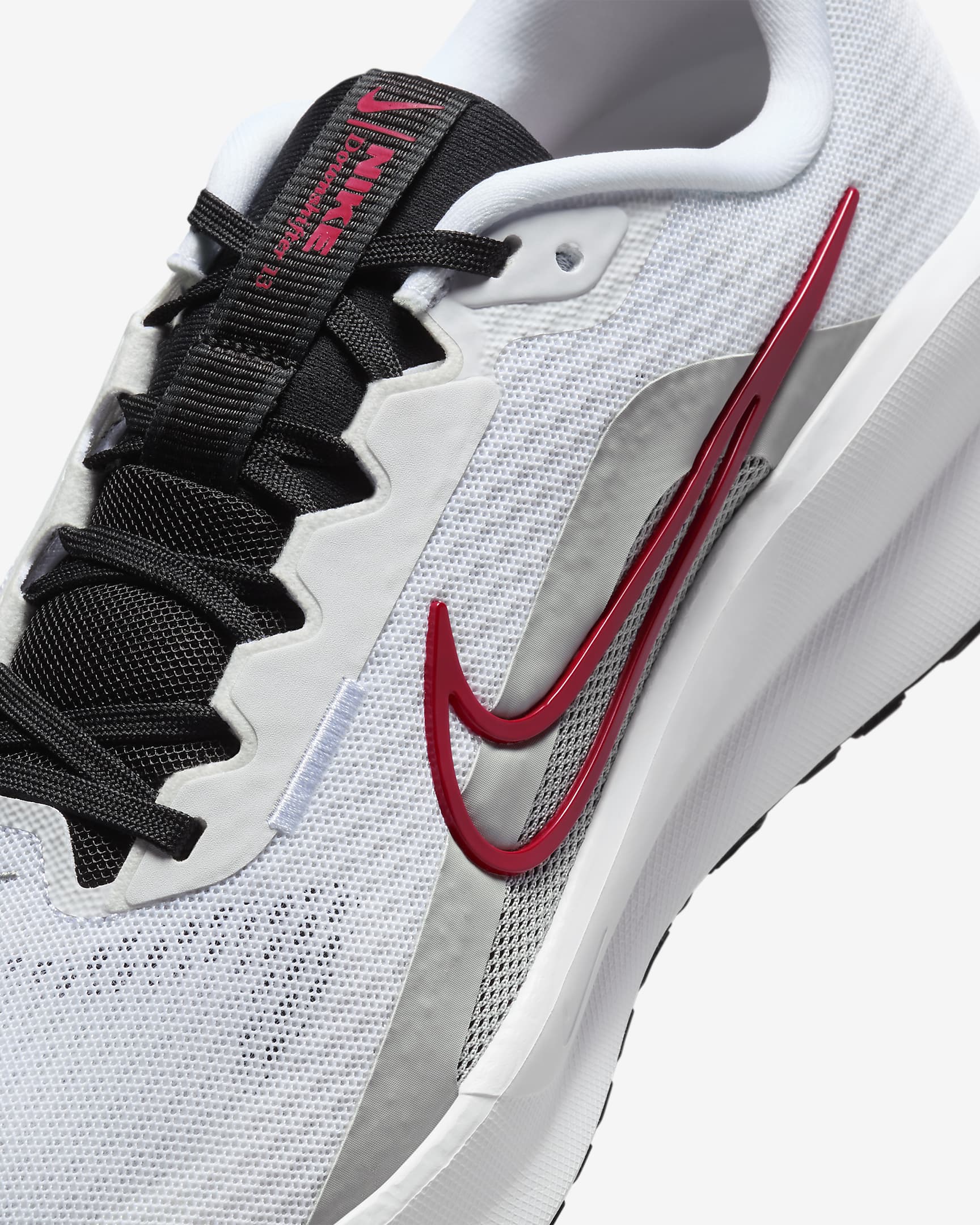 Tenis de correr en pavimento para hombre Nike Downshifter 13 - Blanco/Gris humo claro/Negro/Rojo pasión