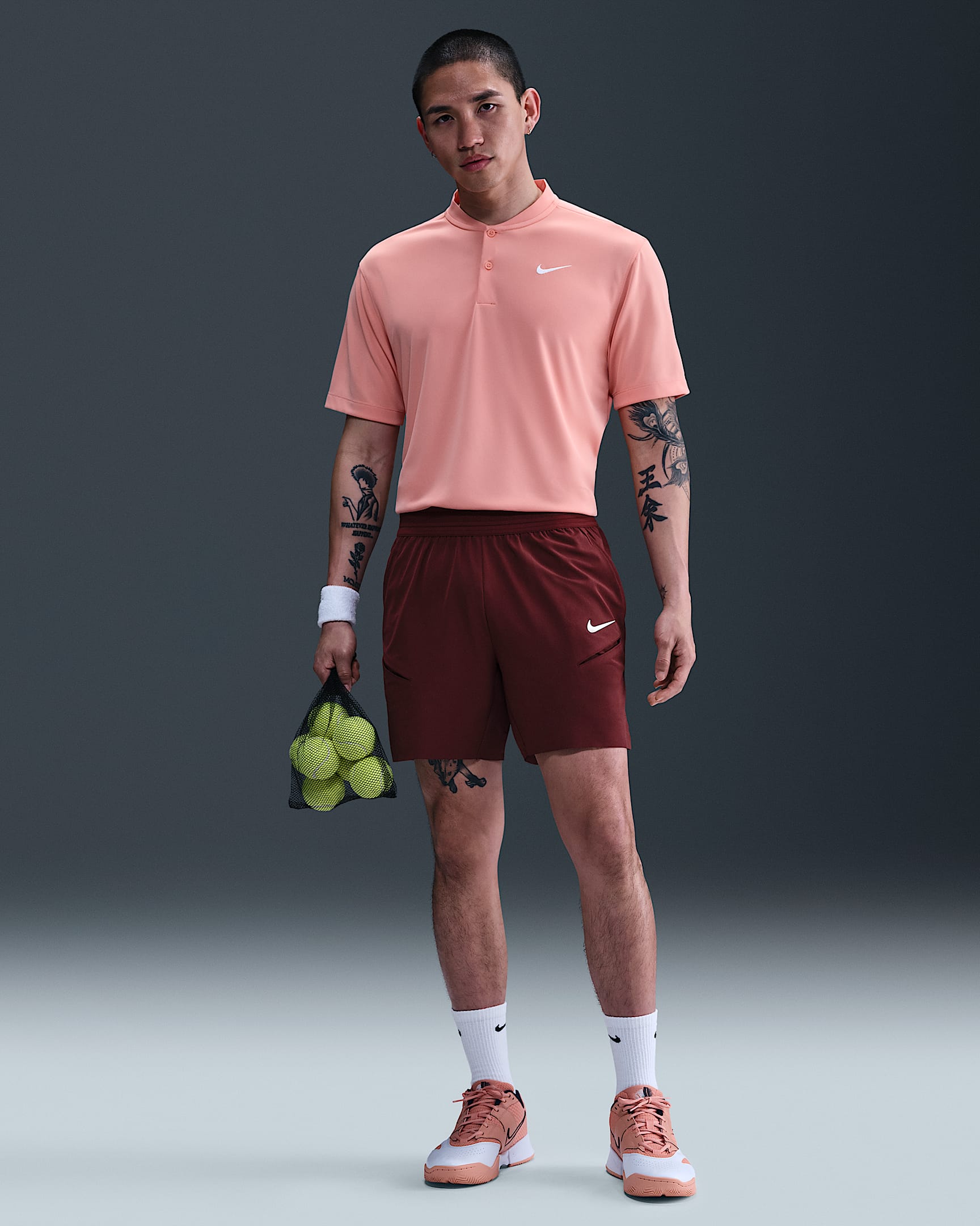 ナイキコート スラム メンズ Dri-FIT テニスショートパンツ - ダークチームレッド/ホワイト