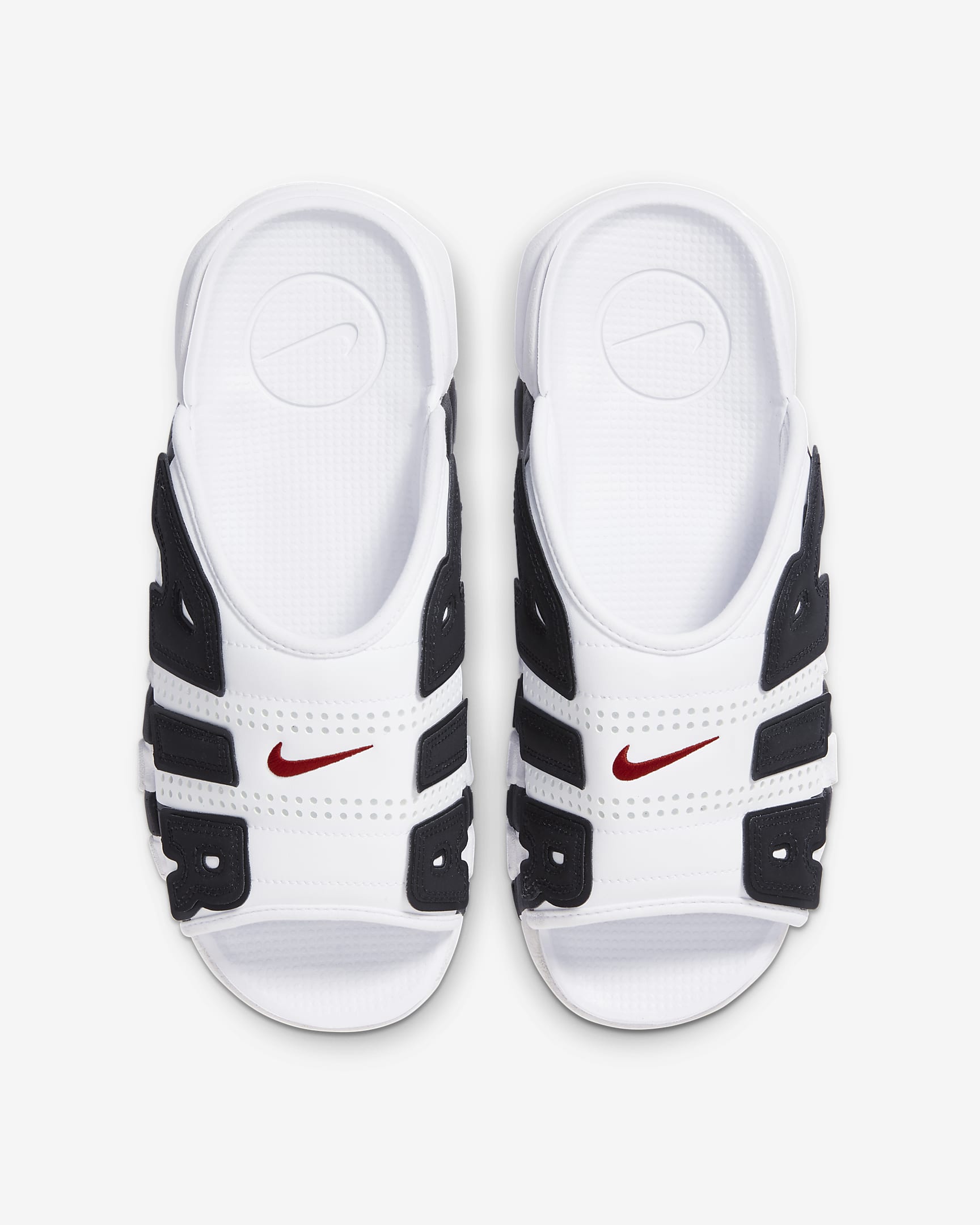 Nike Air More Uptempo Men's Slides - White/Black/Varsity Red