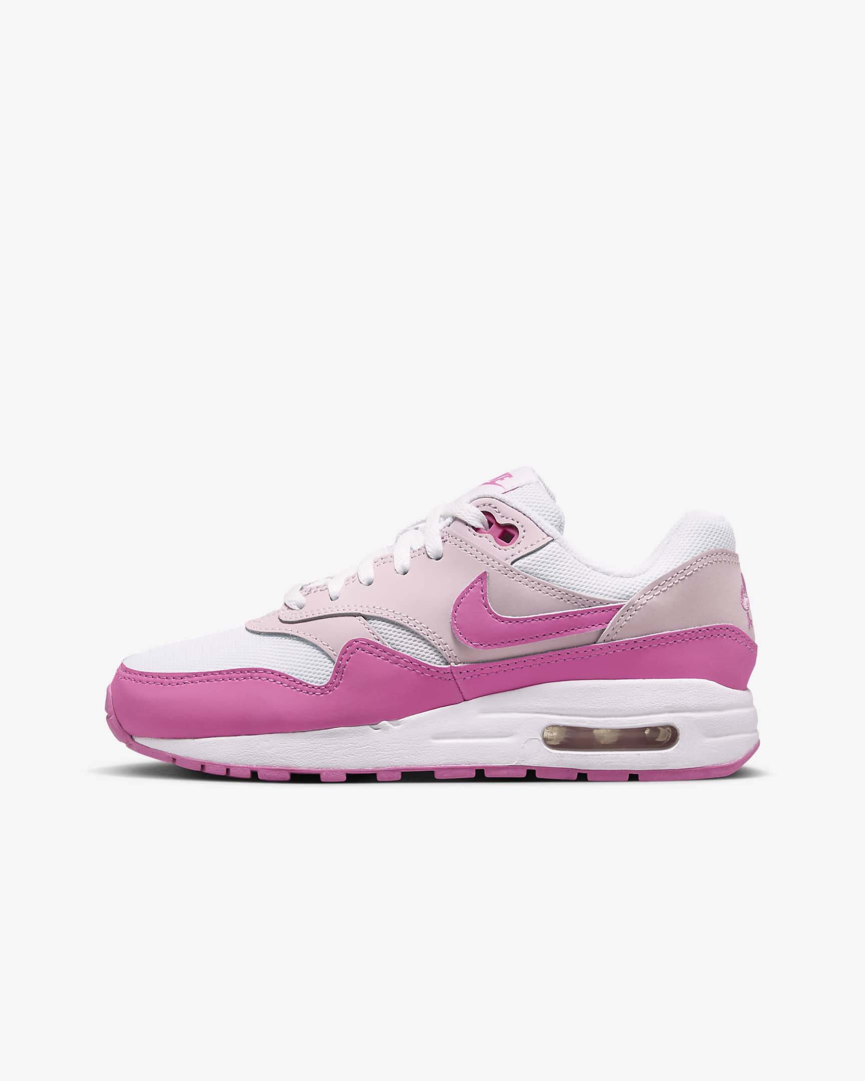 Calzado para niños talla grande Nike Air Max 1 - Blanco/Espuma rosa/Rosa alegre