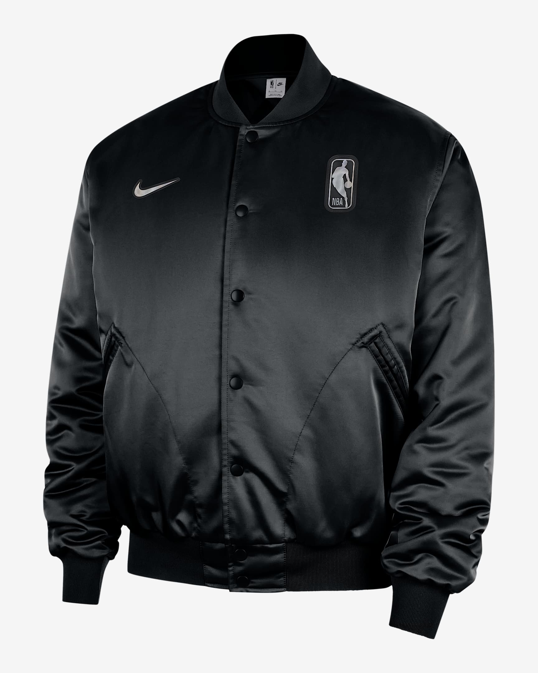 Team 31 Men's Nike NBA Full Press-Stud Bomber Jacket - Black/Black