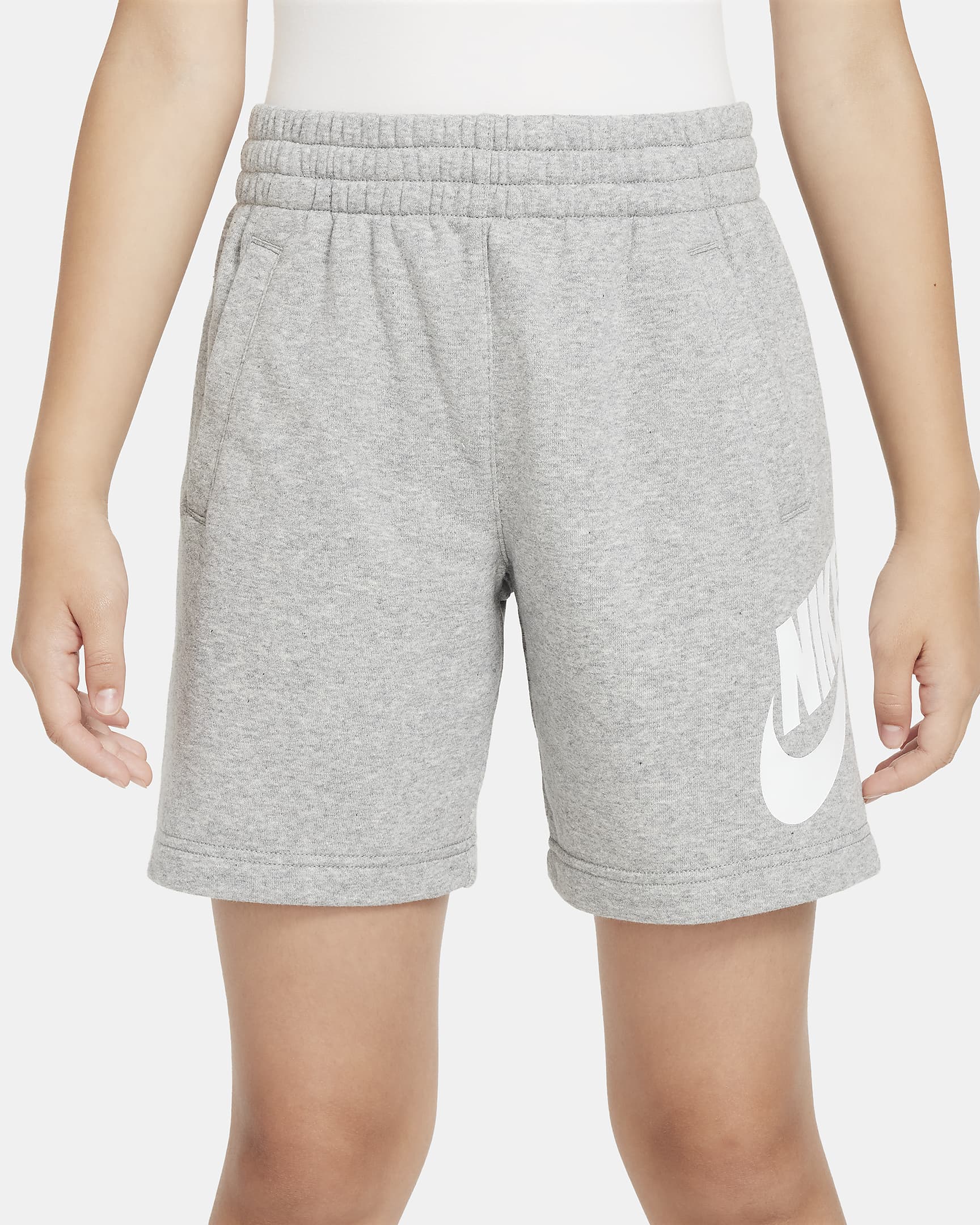 Short en molleton Nike Sportswear Club Fleece pour ado - Dark Grey Heather/Base Grey/Blanc