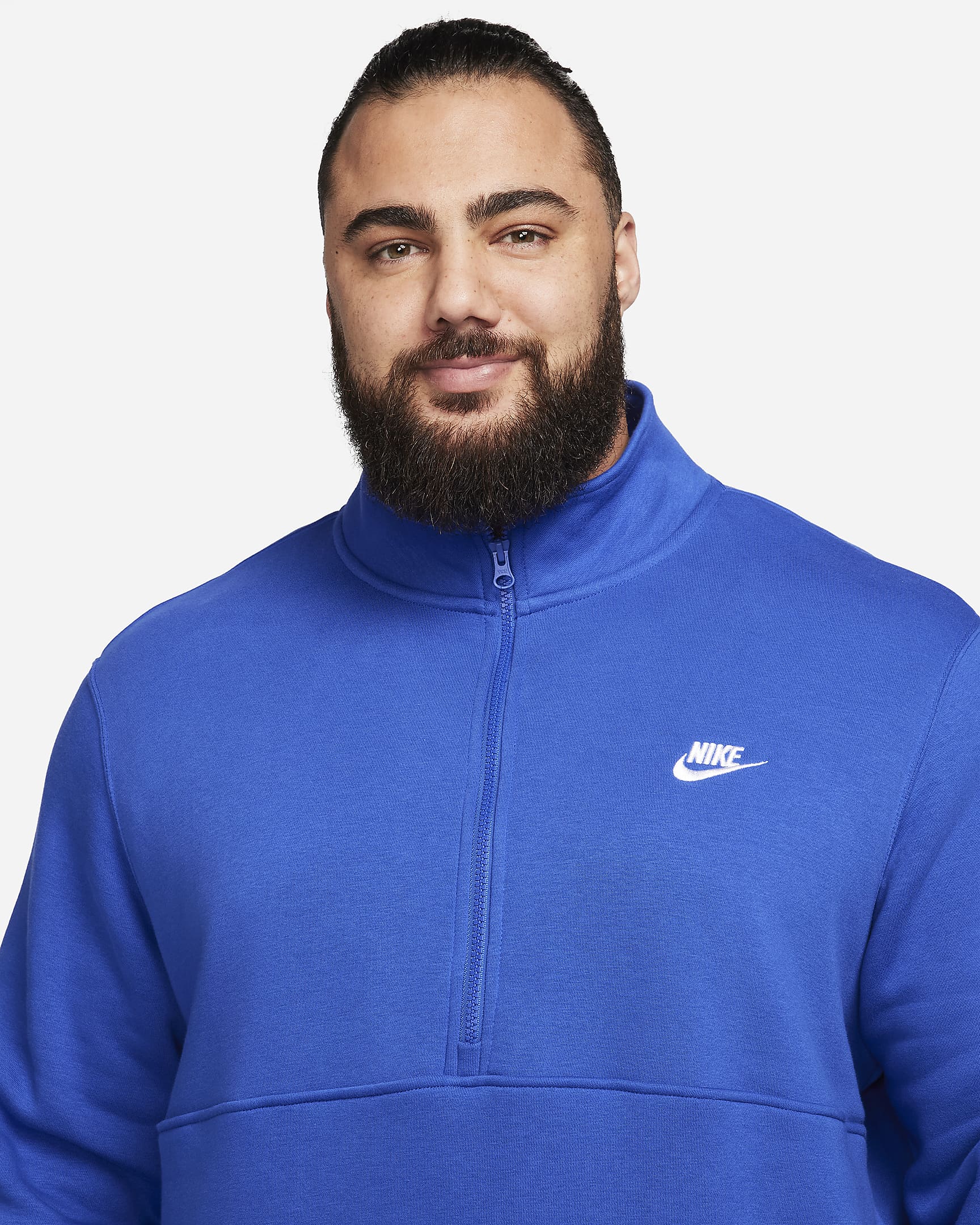 Pull à demi-zip en tissu brossé Nike Sportswear Club pour Homme - Game Royal/Game Royal/Blanc