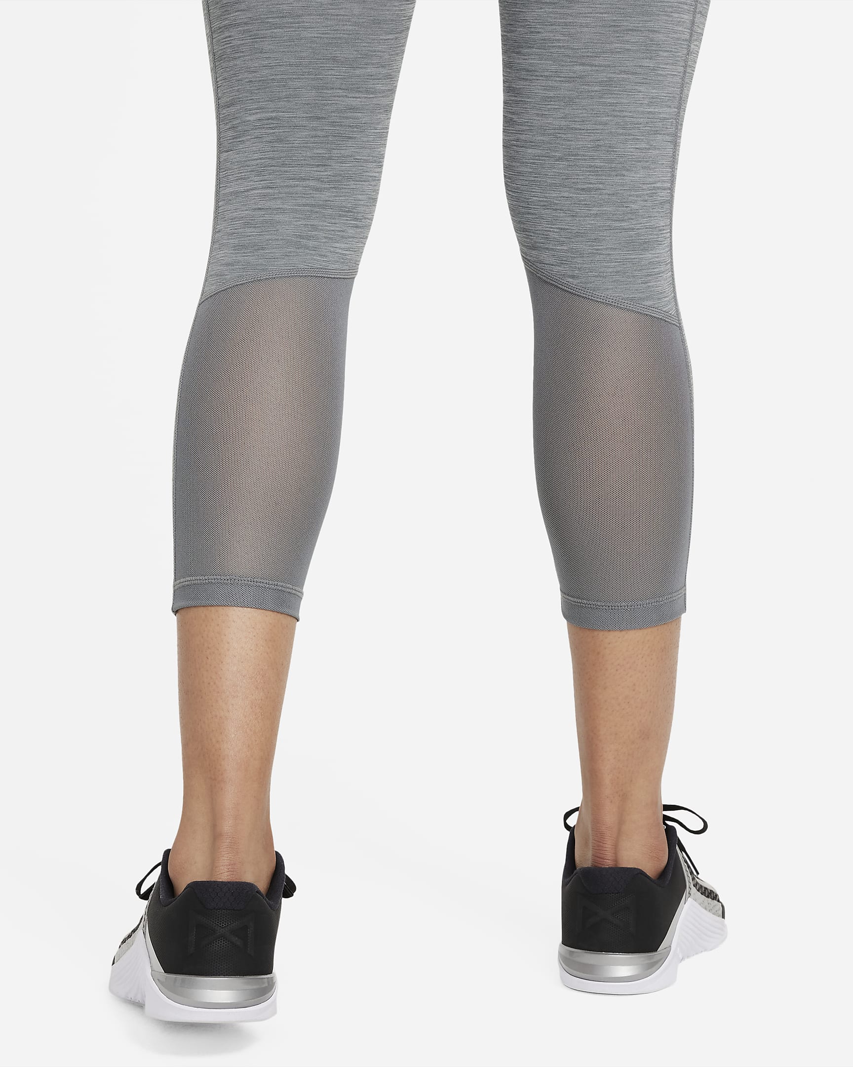 Nike Pro 365 Womens Mid Rise Cropped Mesh Panel Leggings 2590