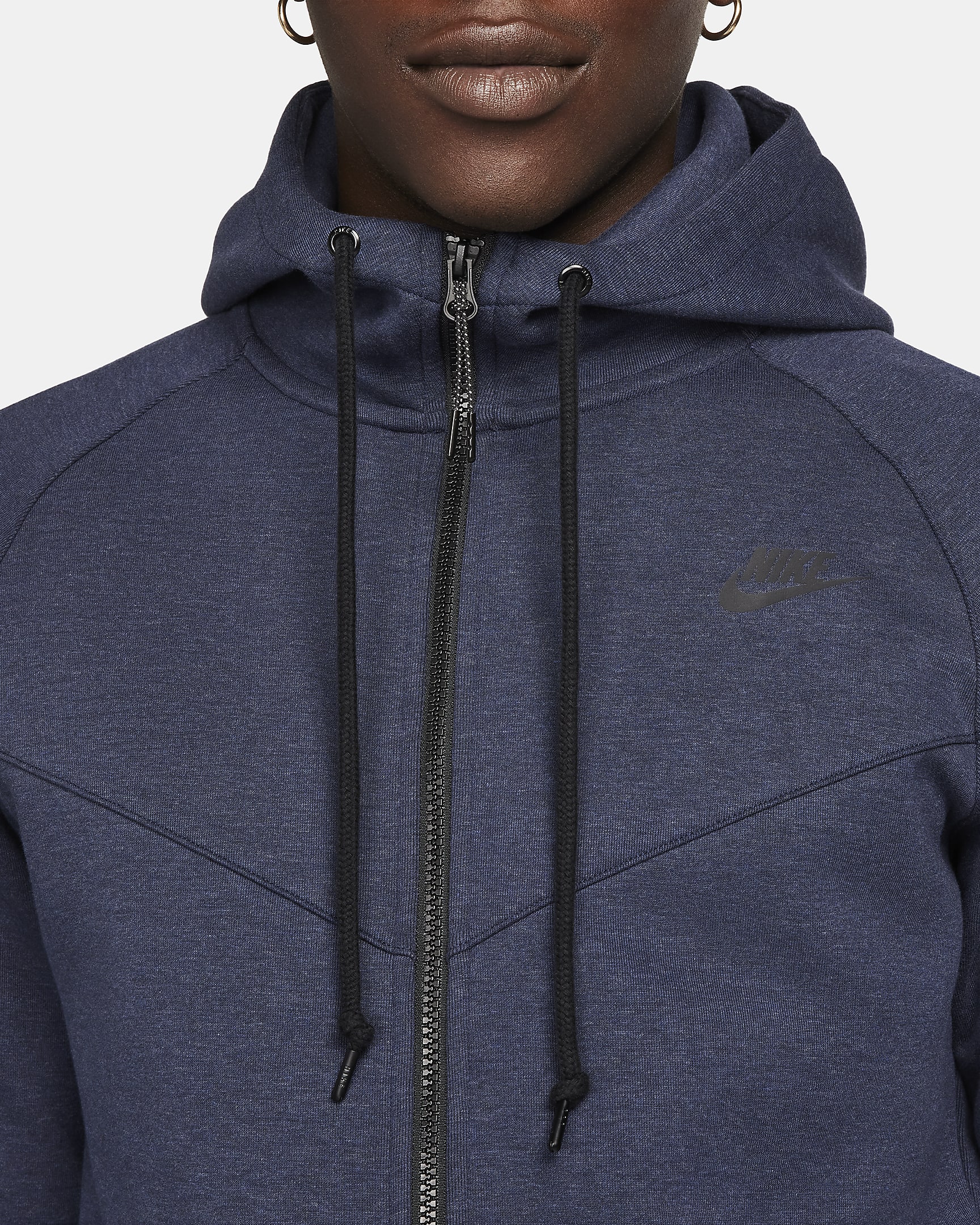 Nike Sportswear Tech Fleece OG Men's Full-Zip Hoodie Sweatshirt - Obsidian Heather/Black