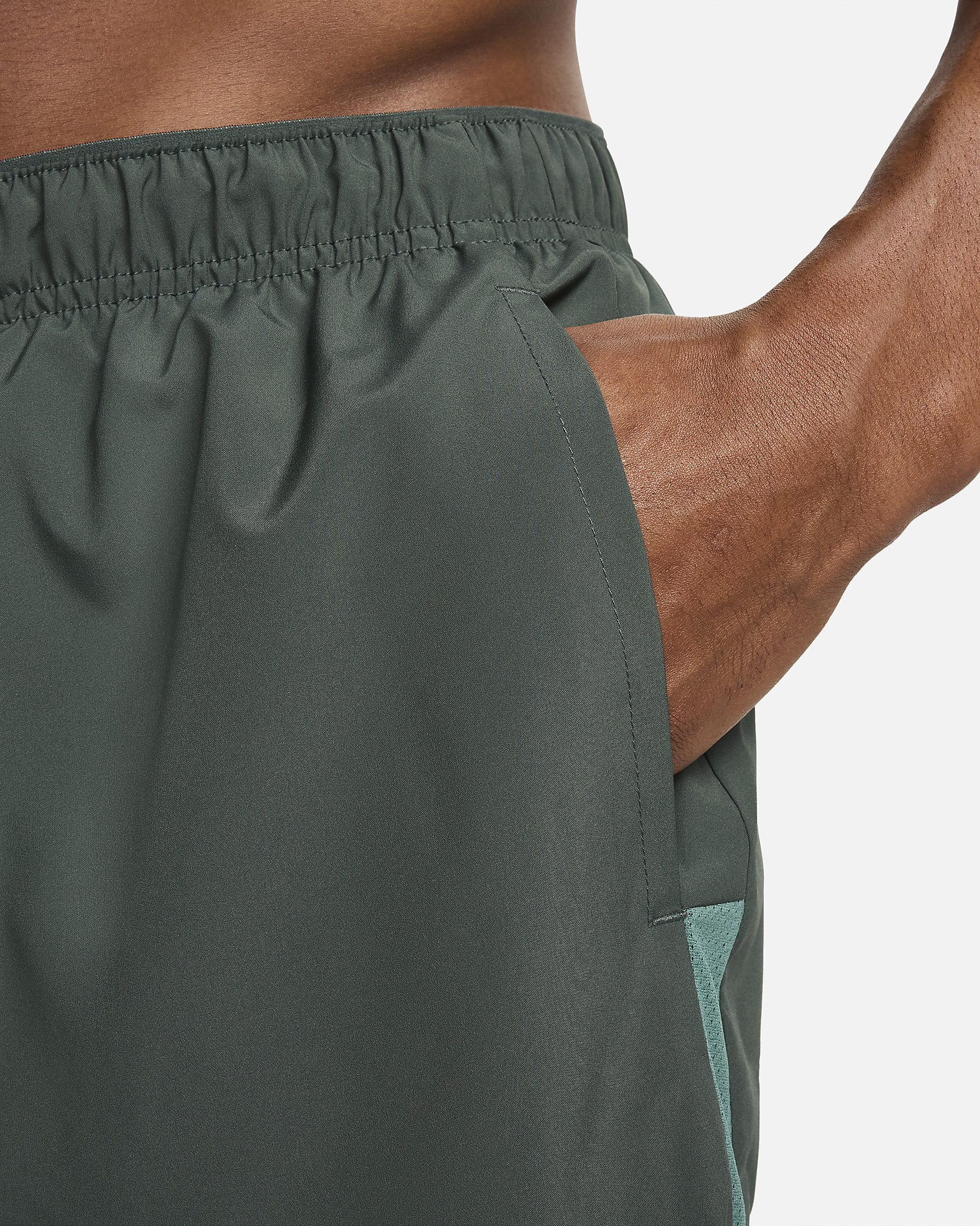 Nike Challenger Men's Dri-FIT 13cm (approx.) Brief-lined Running Shorts - Vintage Green/Bicoastal/Black