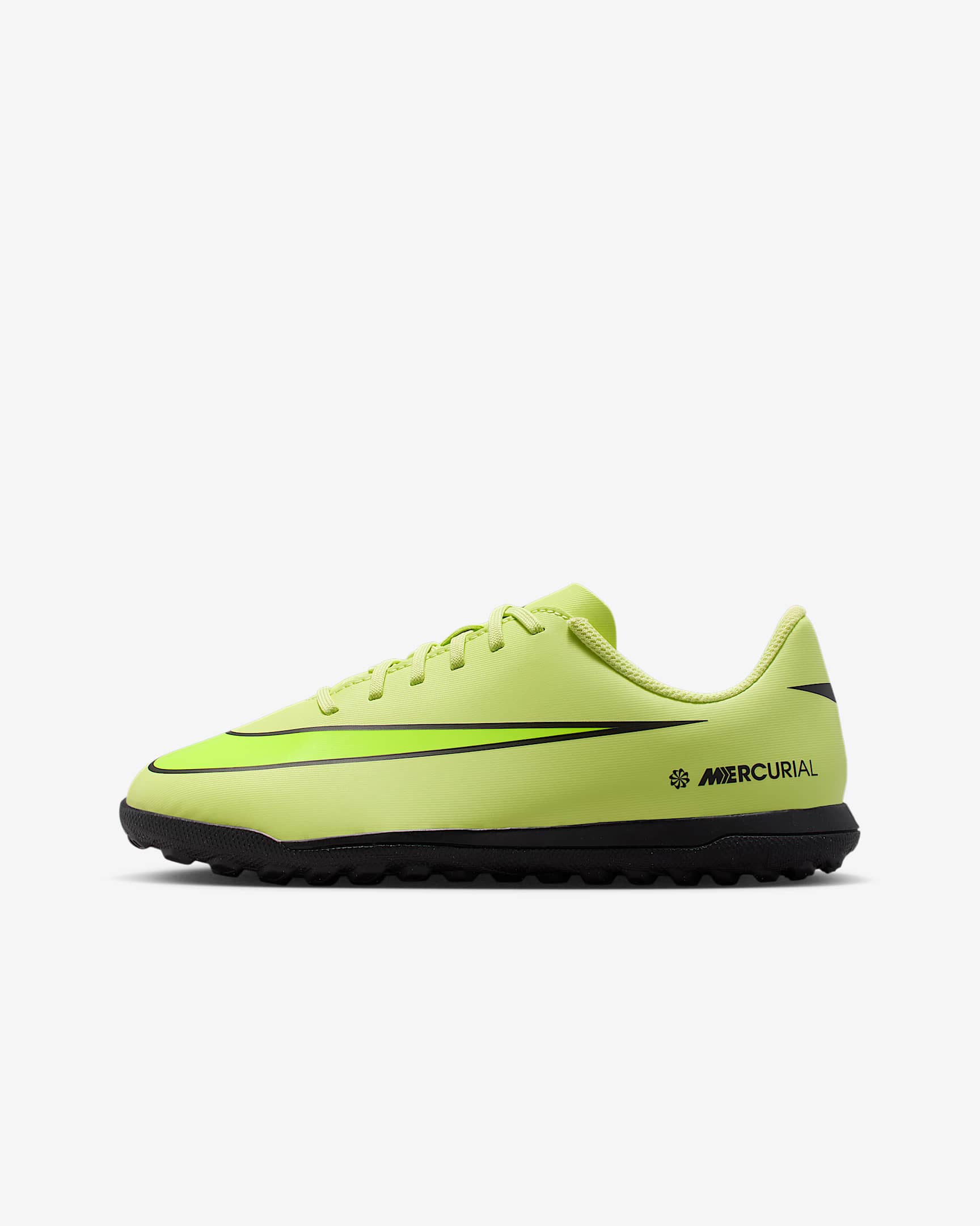 Nike Jr. Mercurial Vapor 16 Club low-top voetbalschoenen voor kleuters/kids (turf) - Limelight/Hyper Crimson/Volt