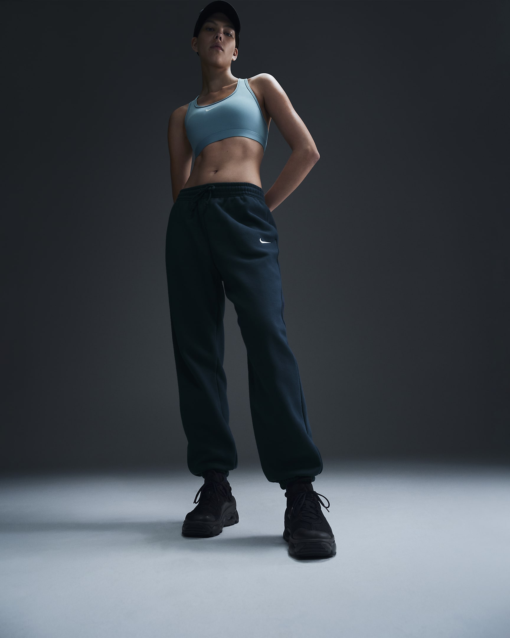 Nike Sportswear Phoenix Fleece Women's High-Waisted Oversized Tracksuit Bottoms - Armoury Navy/Sail