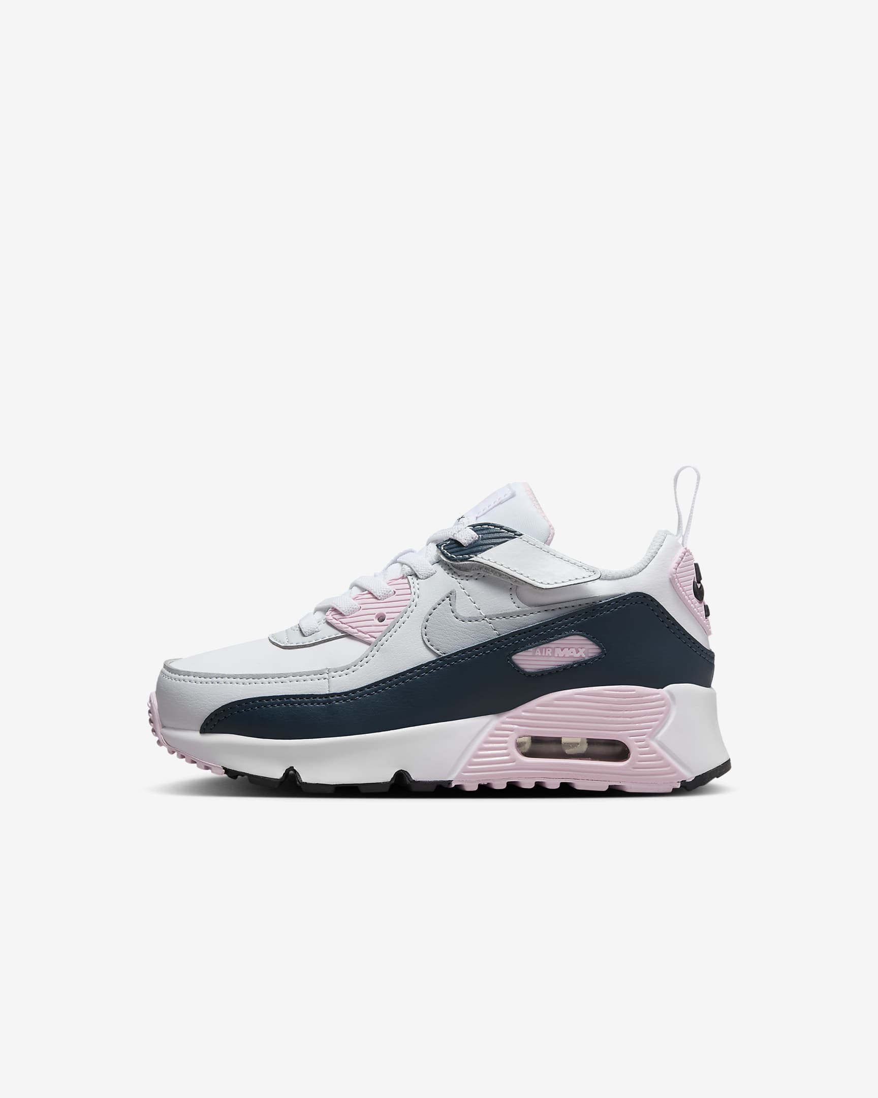 Nike Air Max 90 EasyOn Younger Kids' Shoes - White/Pink Foam/Armoury Navy/Wolf Grey