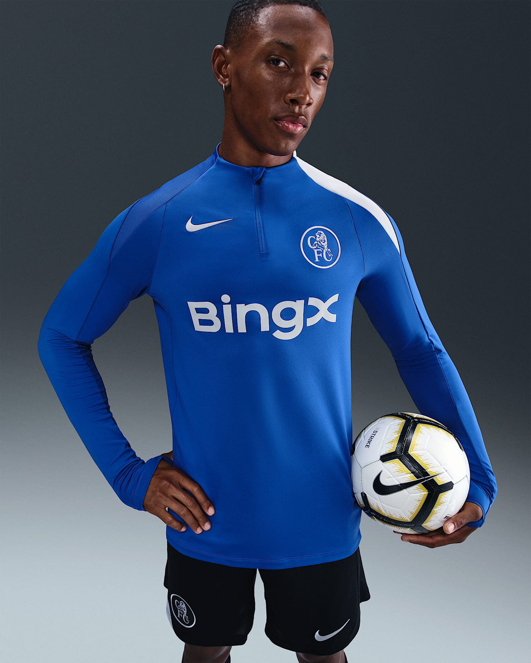 FC Chelsea Strike Third Total 90 Nike Dri-FIT Fußball-Drill-Strickoberteil (Herren) - Game Royal/Field Silver/Field Silver