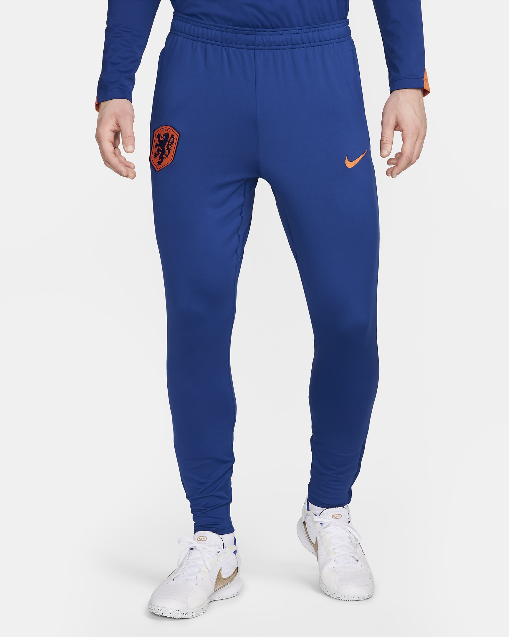 Pánské pleteninové fotbalové kalhoty Nike Dri-FIT Nizozemsko Strike - Deep Royal Blue/Safety Orange/Safety Orange