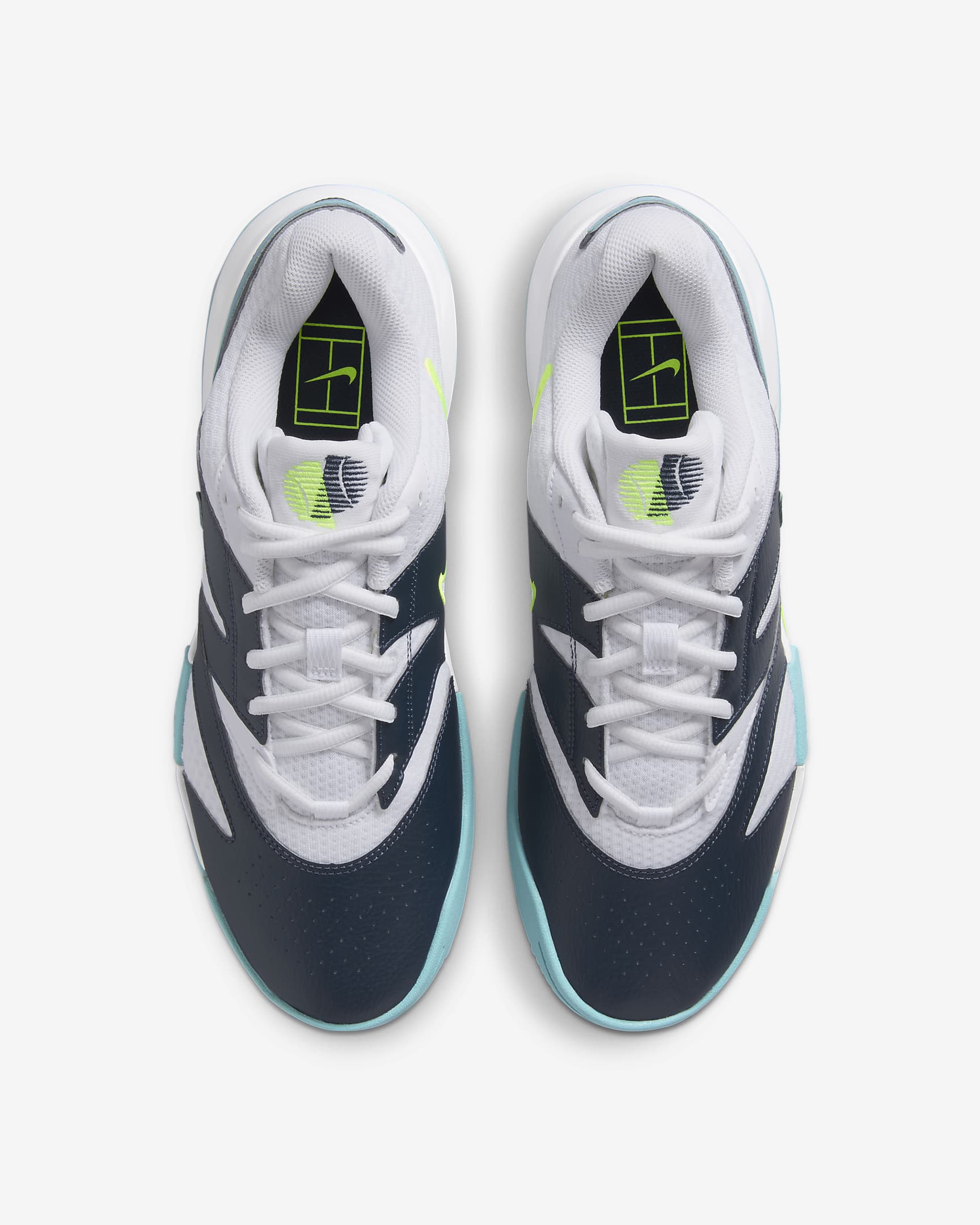 NikeCourt Lite 4 tennissko til dame - Hvit/Armory Navy/Denim Turquoise/Volt