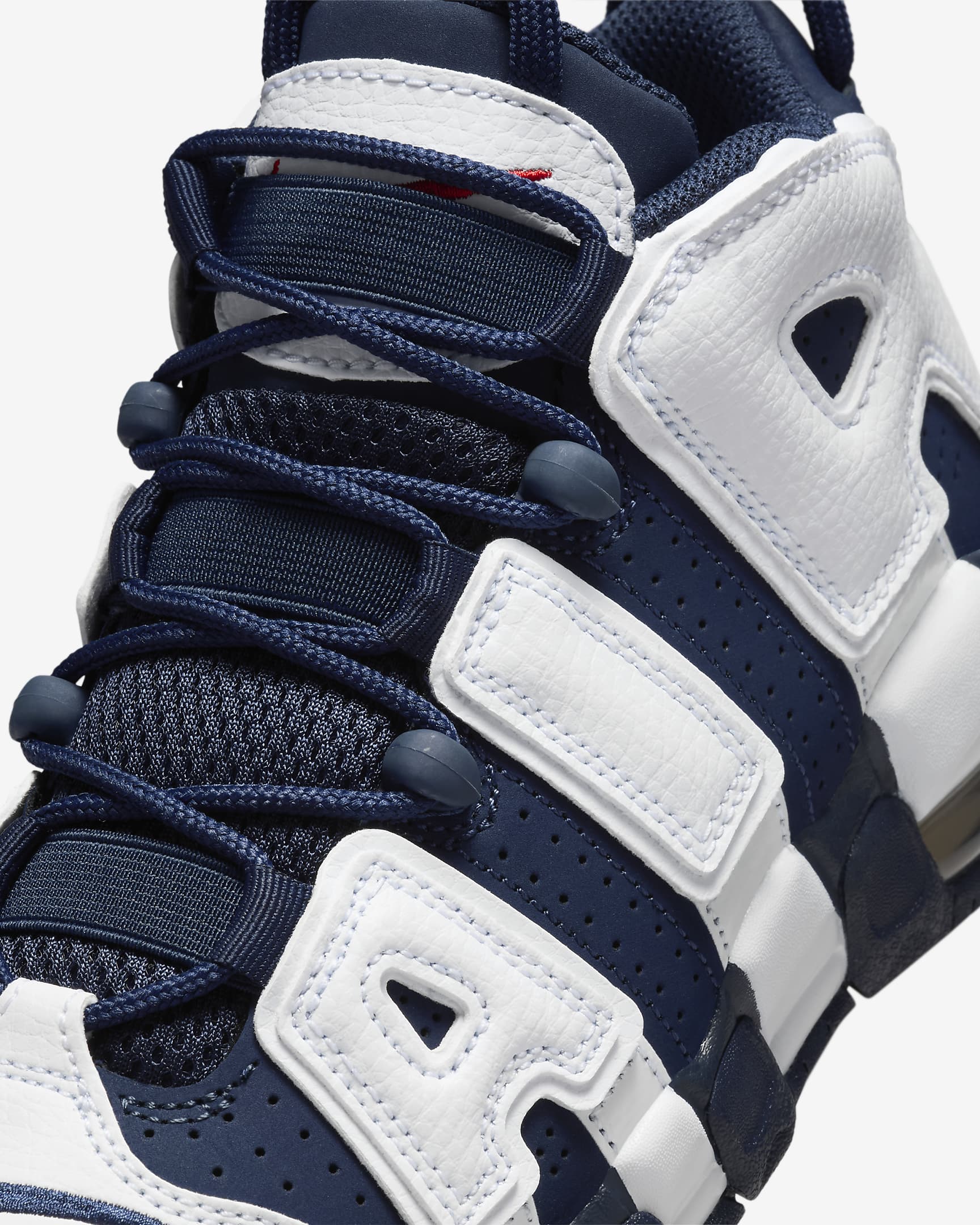 Nike Air More Uptempo Big Kids' Shoes - White/Metallic Gold/University Red/Midnight Navy