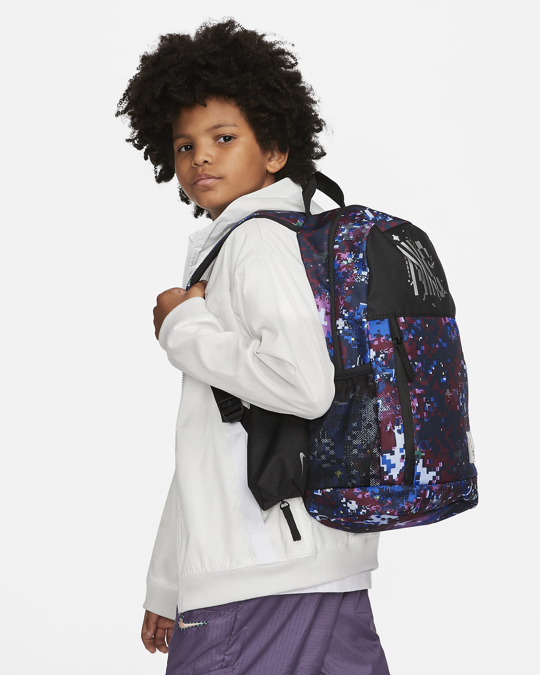 Nike Kids' Printed Backpack (20L) - Black/Black/Metallic Silver