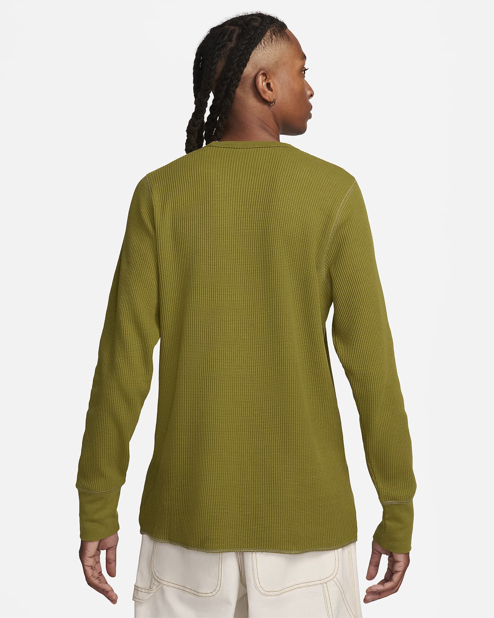 Nike Life Men's Long-sleeve Heavyweight Waffle Top - Pacific Moss/Neutral Olive/Pacific Moss