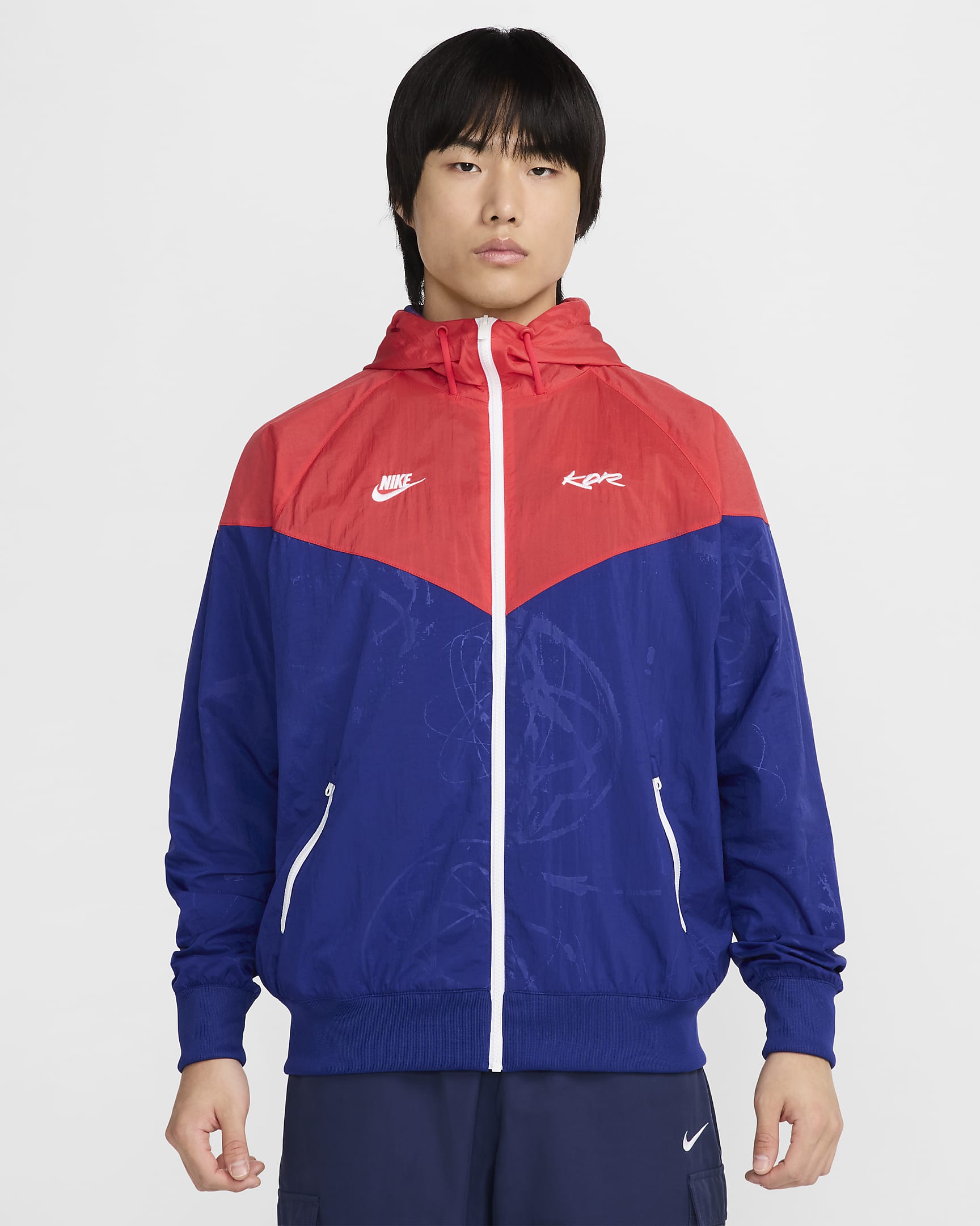 Korea Windrunner Men's Nike Breaking Woven Jacket - Global Red/Deep Royal Blue/Deep Royal Blue