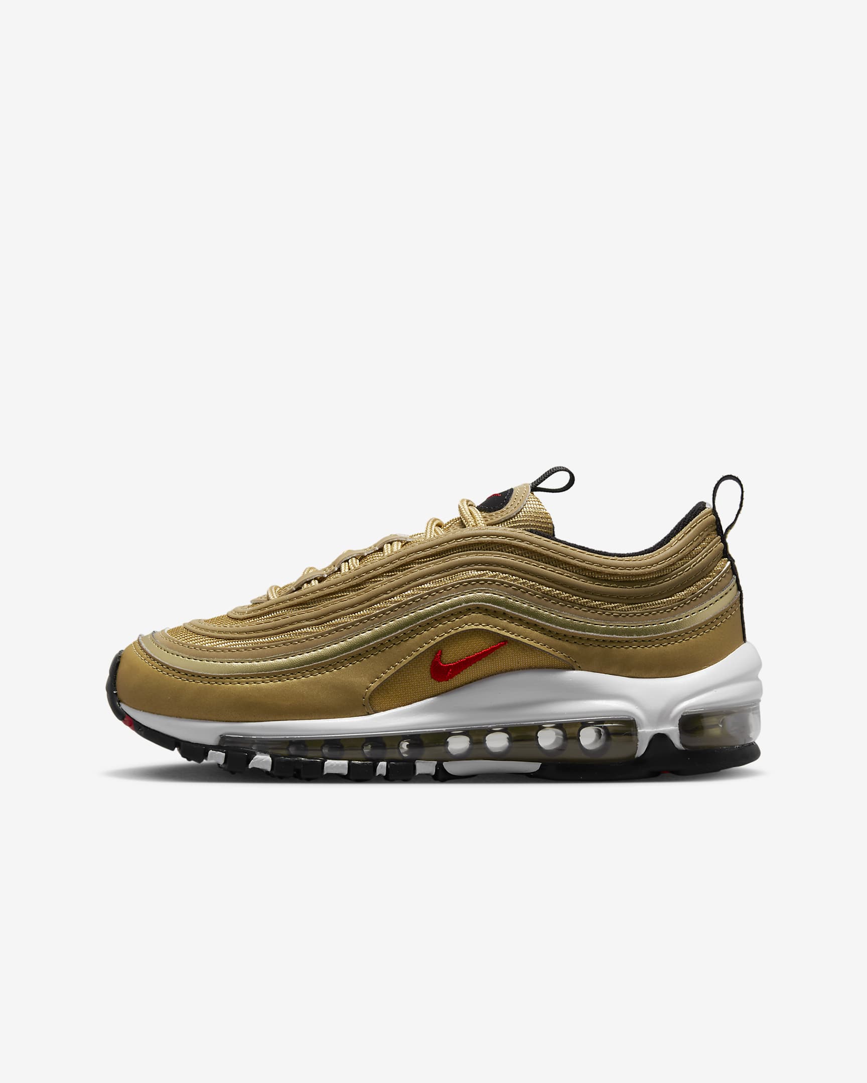 Nike Air Max 97 Big Kids' Shoes - Metallic Gold/Black/White/Varsity Red