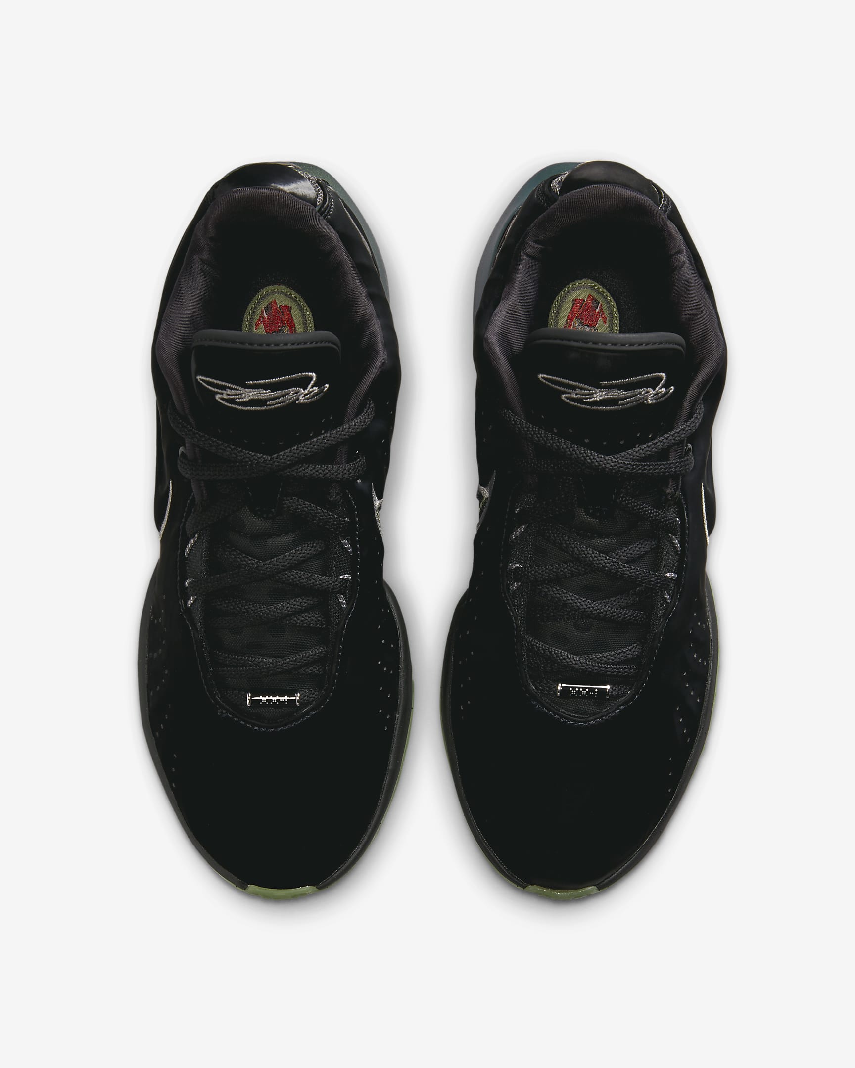 Calzado de básquetbol LeBron XXI "Tahitian" - Negro/Gris hierro/Verde aceite/Peltre metalizado